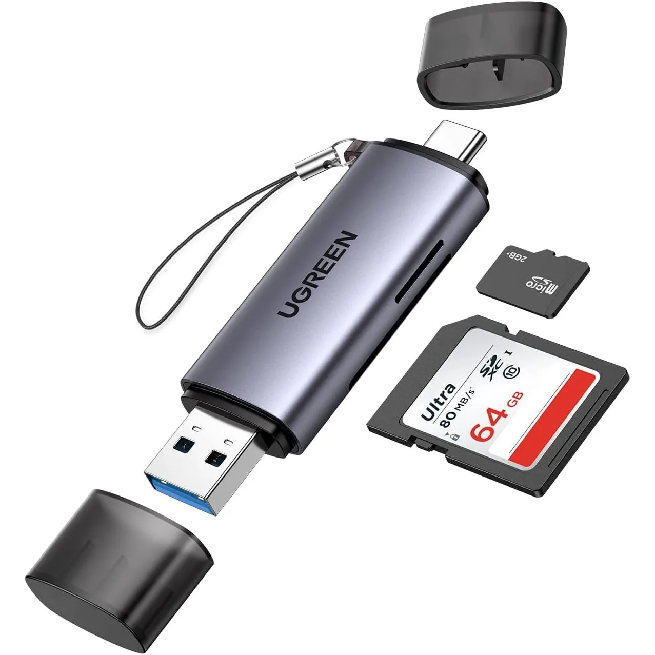 UGREEN SD Kartenleser 2-in-1 USB C USB A Micro SD Kartenlesegerät (SD 3.0) | Card Reader mit USB C und USB A, 170MB/s, …