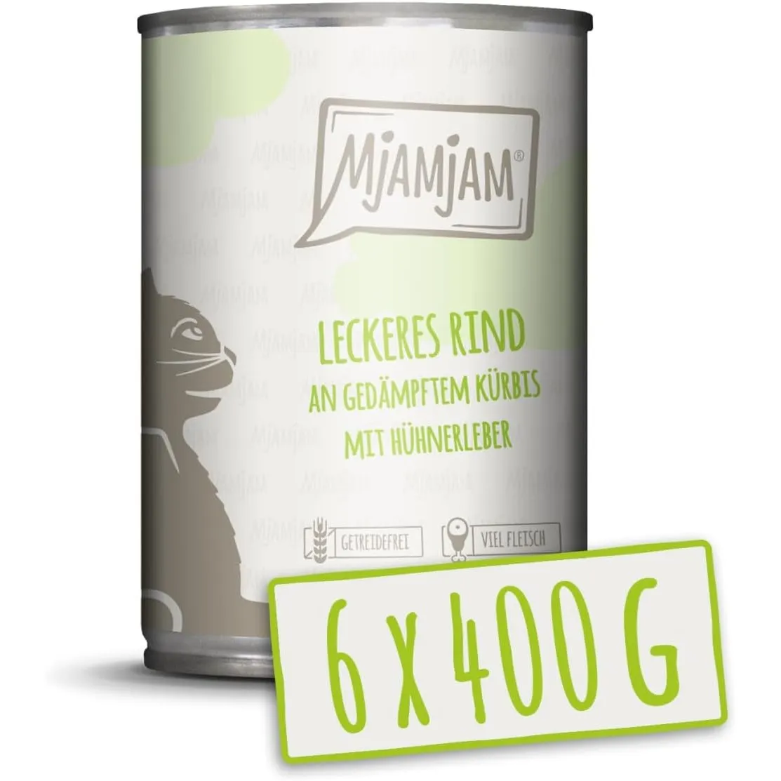 MjAMjAM - Premium Nassfutter für Katzen - leckeres Rind an gedämpftem Kürbis, 6er Pack (6 x 400 g), getreidefrei mit ex…