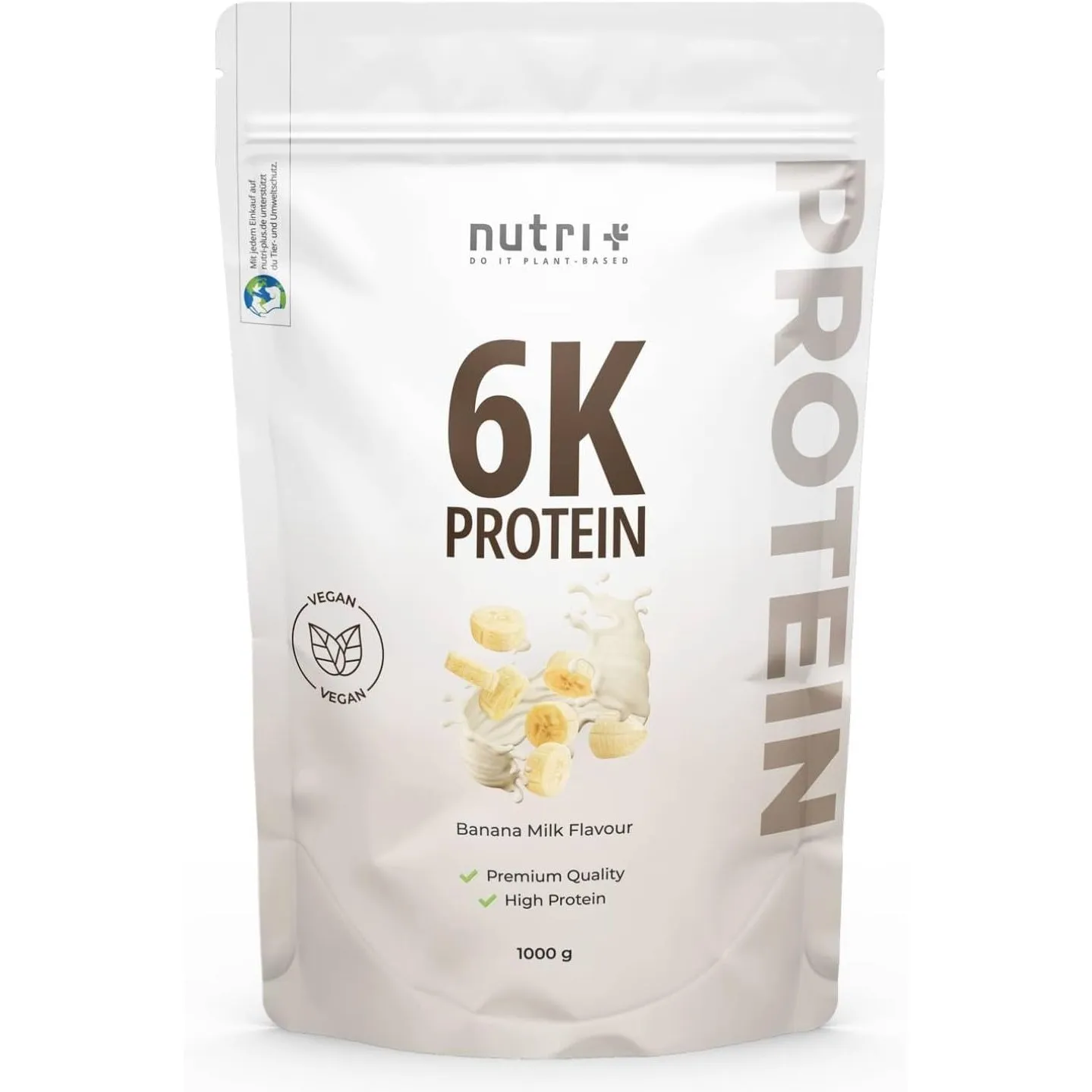 Nutri + Proteinpulver Banana Milk 1 kg - 78% Eiweiß Pulver - pflanzliches Protein Powder Milch-Banane Flavor - 6-Kompon…