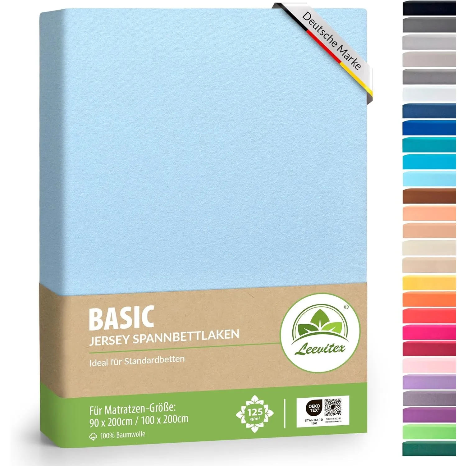 leevitex® Spannbettlaken 90x200cm - 100x200cm | Spannbetttuch Bettlaken | 100% Jersey Baumwolle | Matratzenhöhe bis 25 …