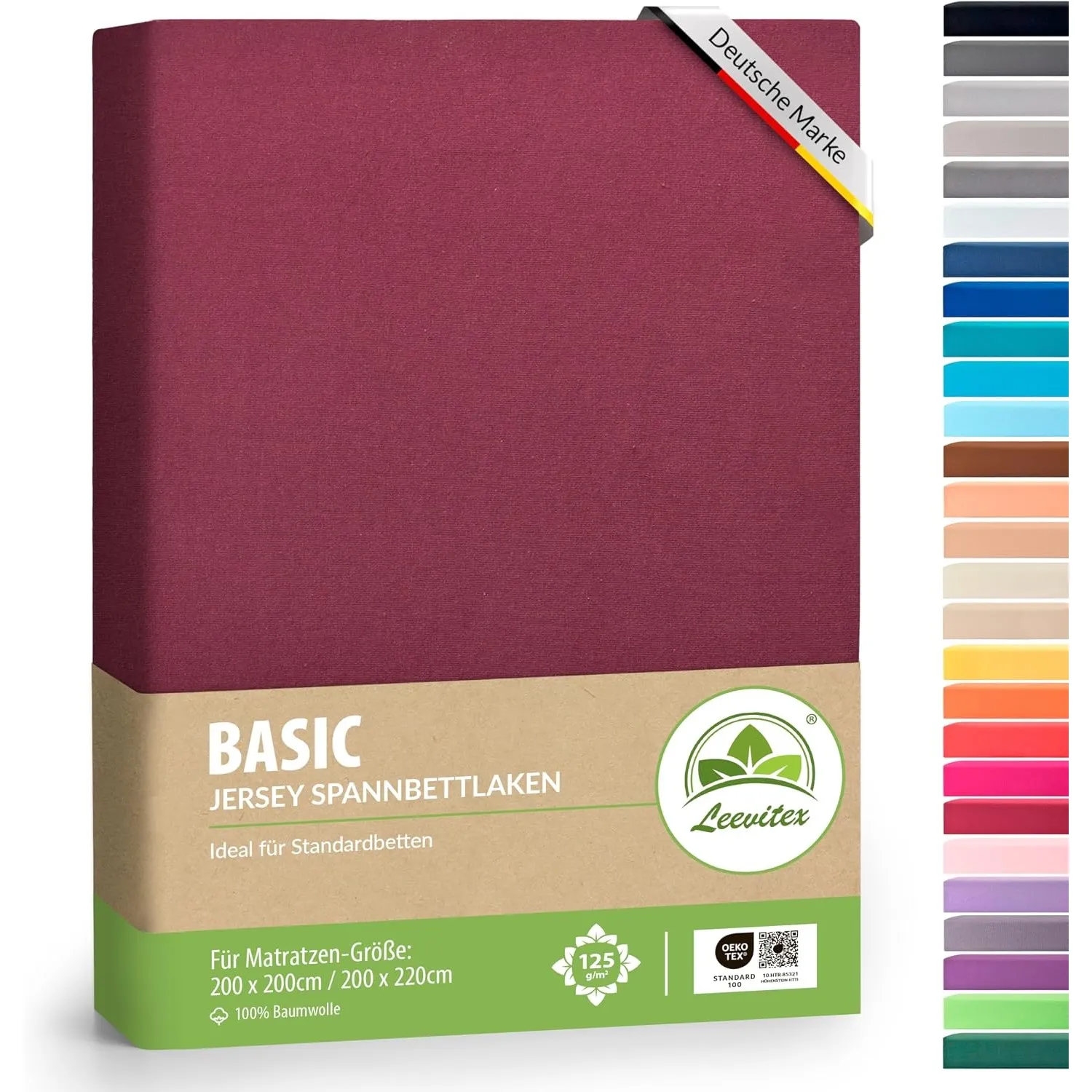leevitex Jersey Spannbettlaken 200x220 cm – 100% Baumwolle, Steghöhe 40 cm, Spannbetttuch für Boxspringbett & Wasserbet…