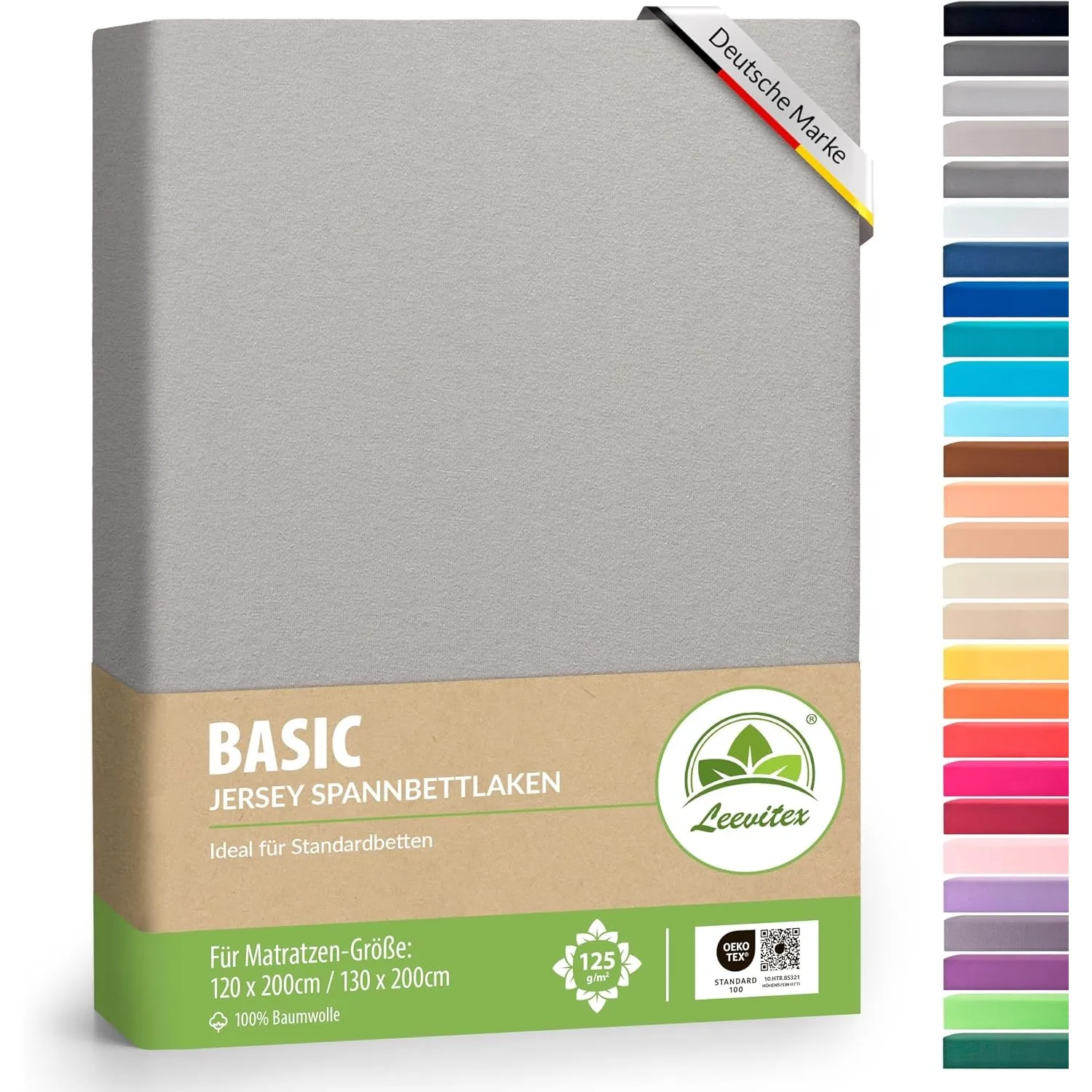 leevitex® Spannbettlaken 120x200cm - 130x200cm | Spannbetttuch Bettlaken | 100% Jersey Baumwolle | Matratzenhöhe bis 25…