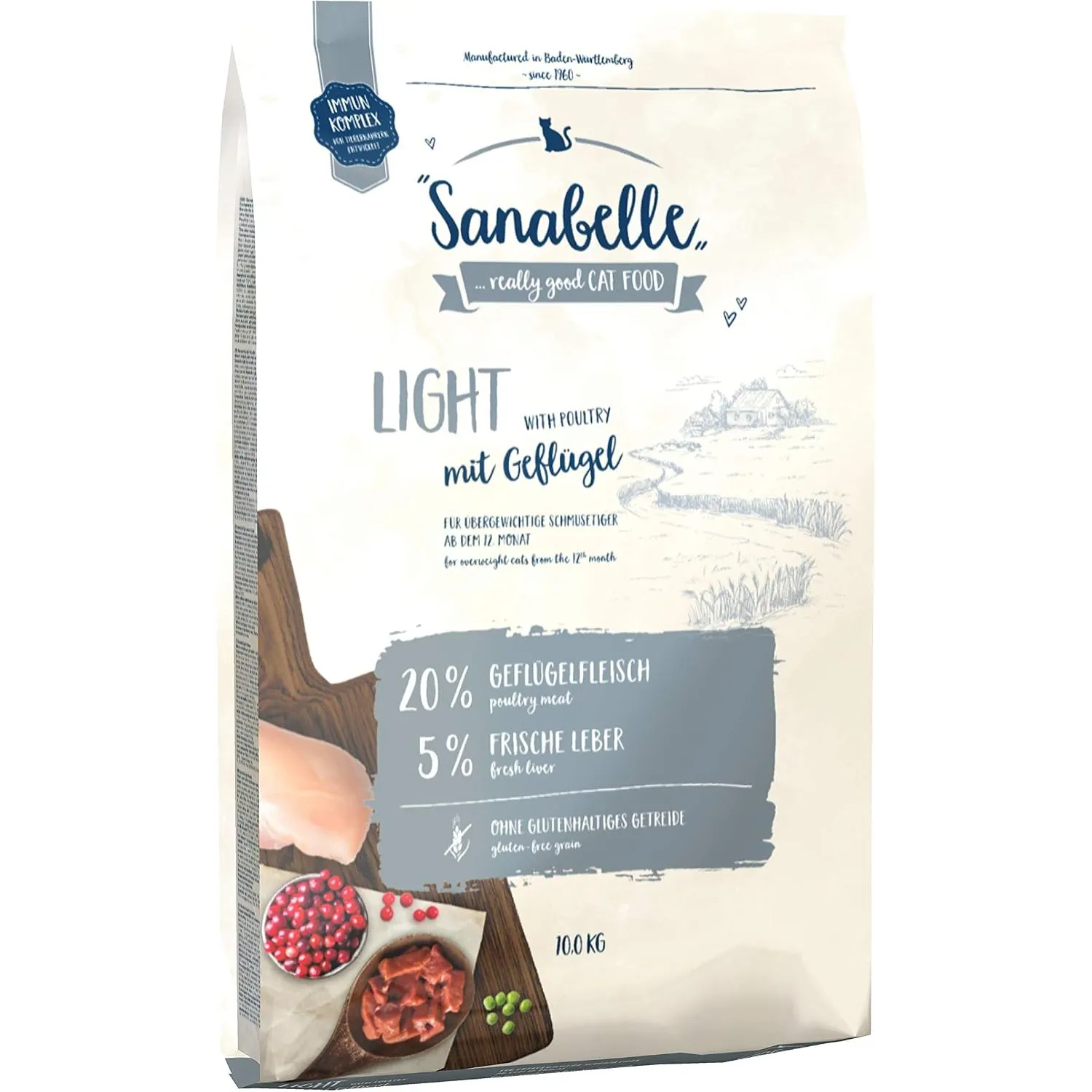 SanaBelle Light | Katzentrockenfutter mit vermindertem Energiergehalt für übergewichtige Katzen | 1 x 10 kg
