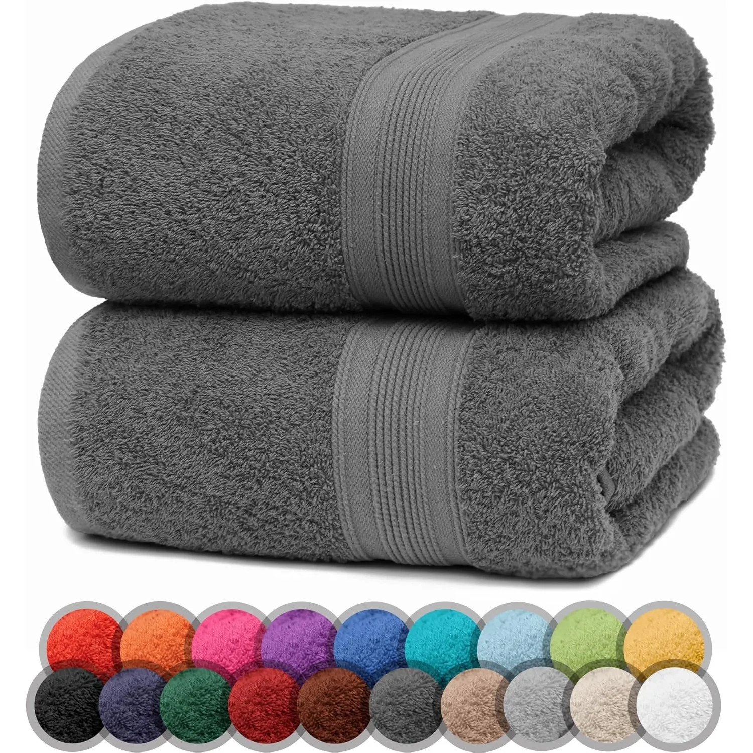 NatureMark 2er Pack DUSCHTÜCHER Premium Qualität 70x140cm DUSCHTUCH Dusch-Handtuch Doppelpack Farbe: Anthrazit grau