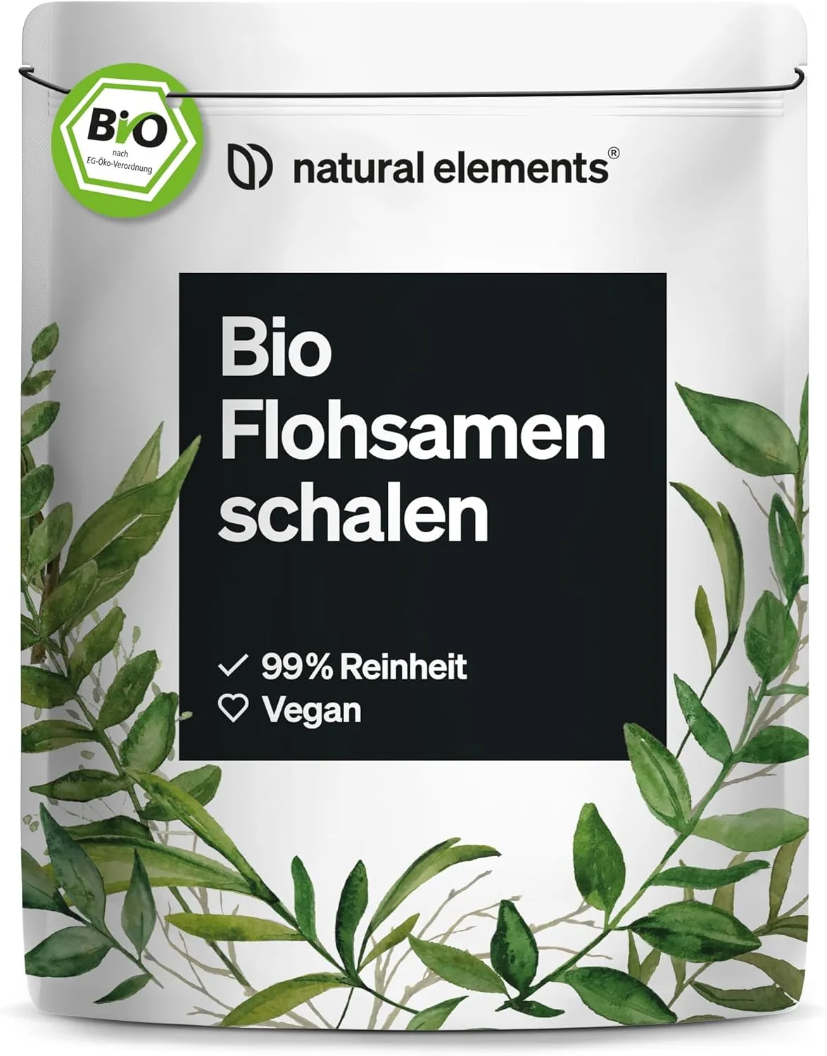 natural elements Organic Psyllium Husks - 500g Bag - 99+% Purity, Organic Certified, Vegan - Low Carb, High Fibre, Glut…