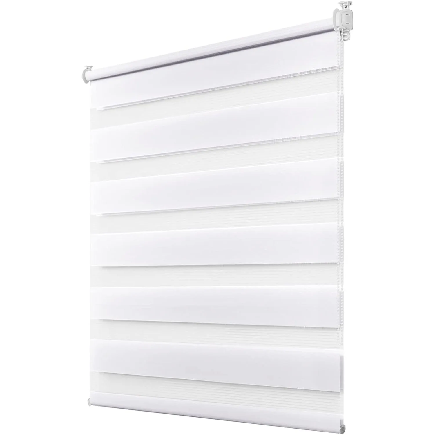 Deswell Doppelrollo Klemmfix ohne Bohren Weiß B45 x H100 cm (Stoffbreite 41cm) Rollos für Fenster ohne Bohren für Fenst…