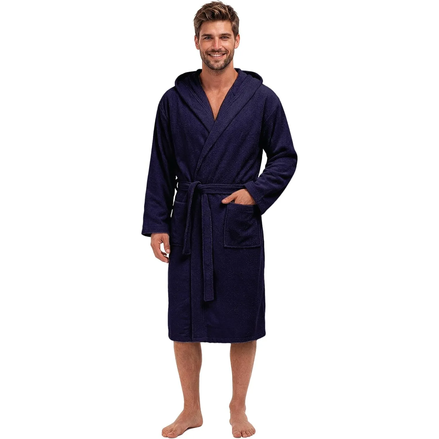 Twinzen - Bademantel Herren Frottee mit Kapuze - 100% Baumwolle