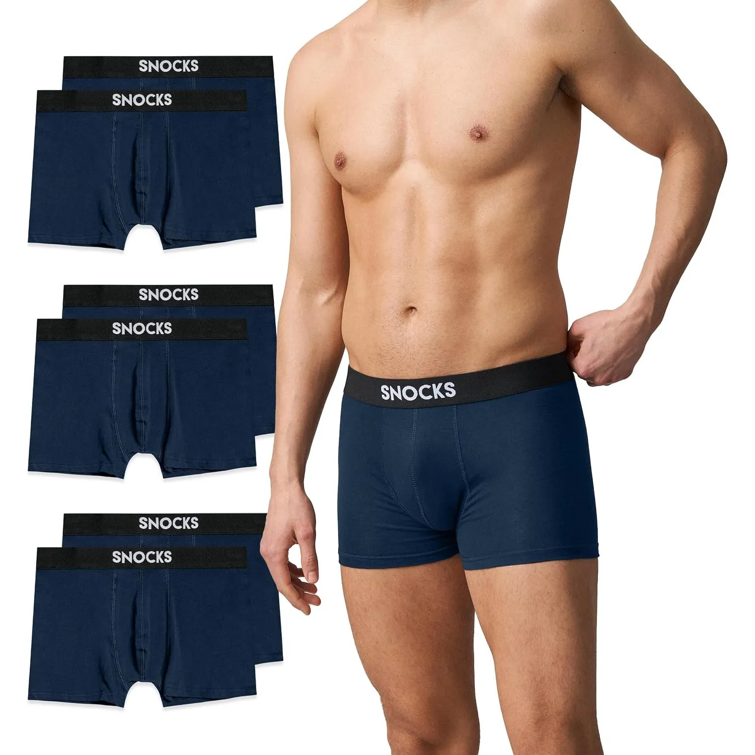 Snocks Boxershorts Herren aus Bio-Baumwolle, 6er Pack | elastischer Gummibund, atmungsaktiv, kein juckendes Etikett, Un…