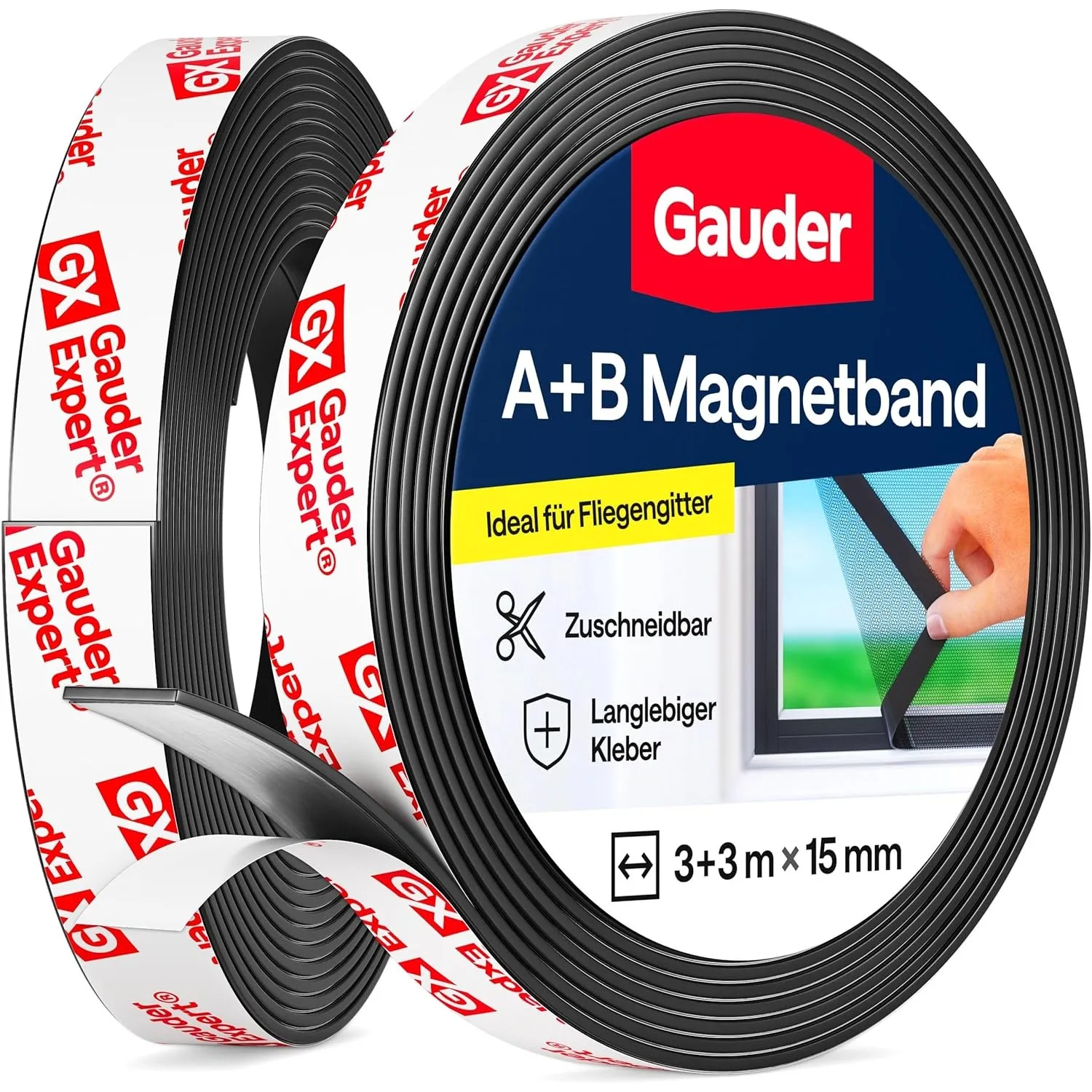 GAUDER A+B Magnetband für Fliegengitter & Moskitonetze - Selbstklebende Magnetstreifen mit starker gegenseitiger Anzieh…