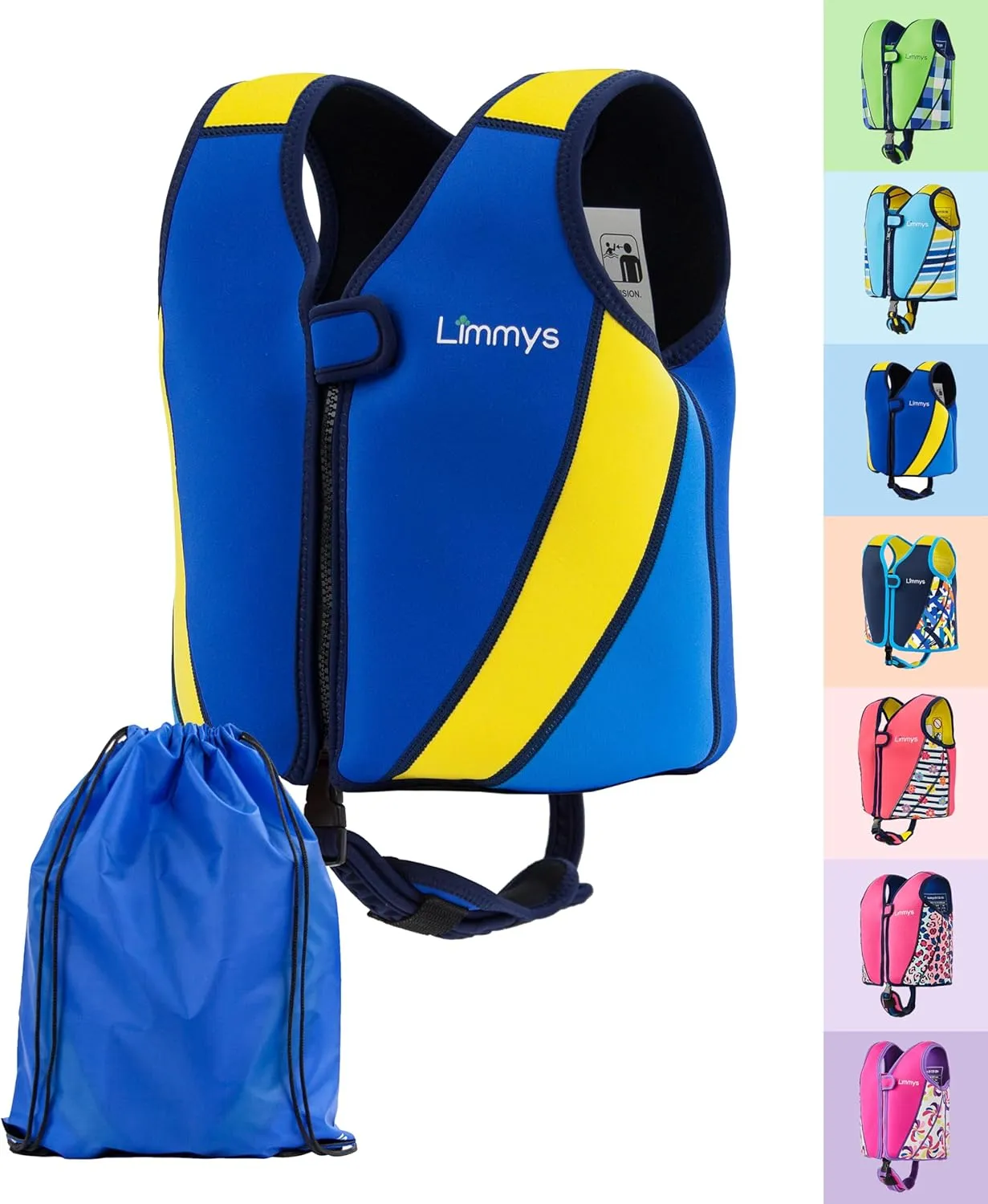 Limmys Life jacket for children - swimming aid with adjustable buoyancy, test winner at Vergleich.de, soft neoprene com…