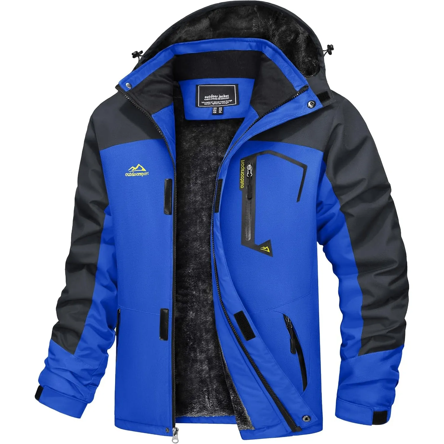 TACVASEN Herren Winter Wasserdichte Winddichte Winterjacke Warme Fleece-Futter Ski Regenmantel mit Kapuze