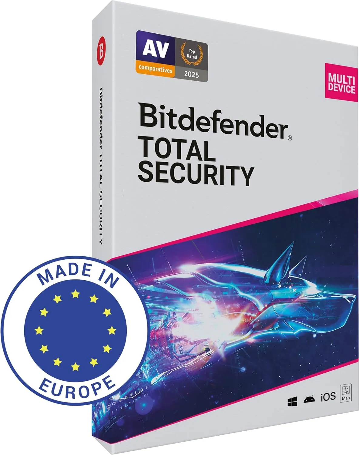 Bitdefender Total Security - 5 Geräte | 2 Jahre Abonnement | PC/Mac/Android/iOS | Aktivierungscode per Post