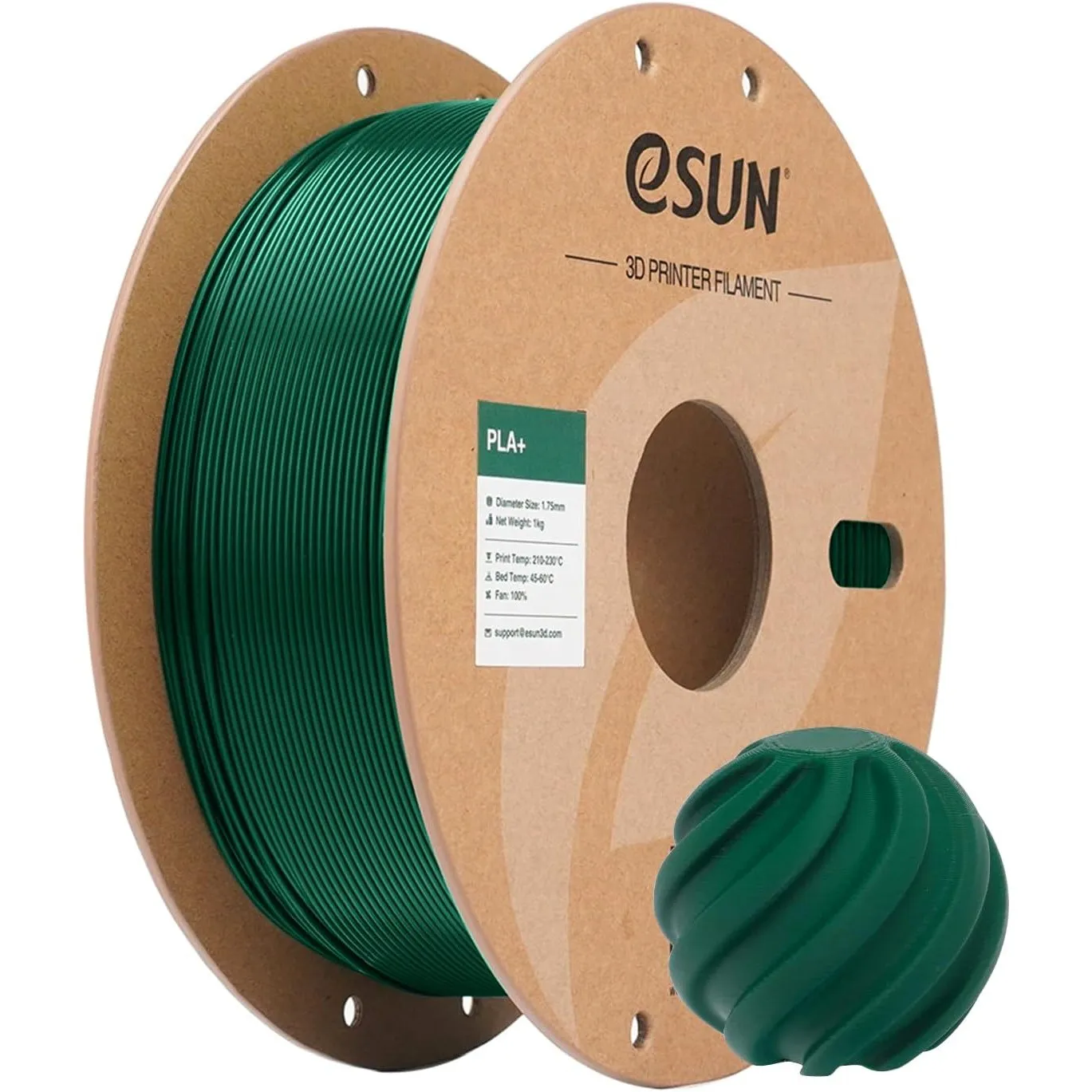 eSUN PLA+ Filament 1.75mm, Kieferngrün, 1KG