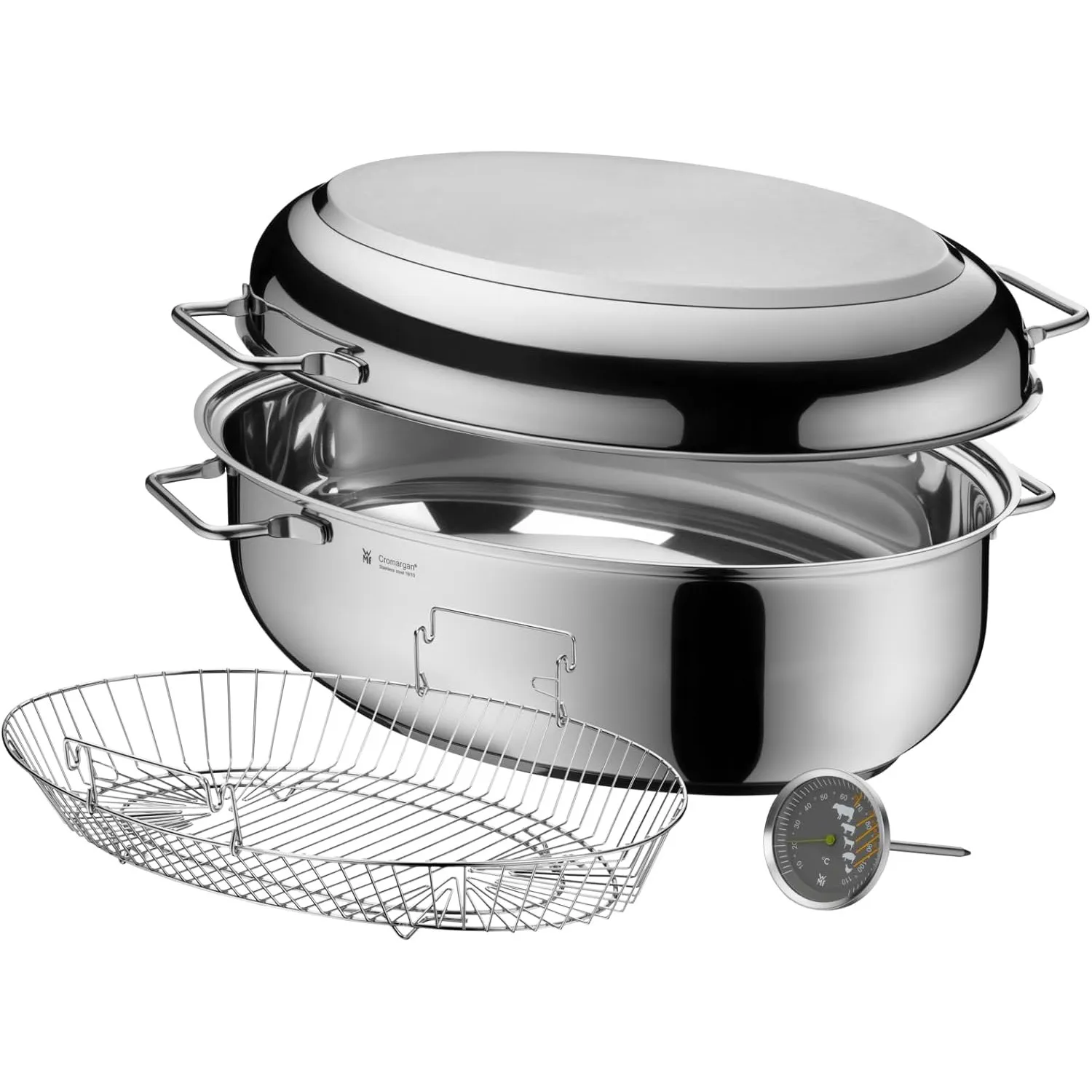 WMF Bräter Induktion mit Deckel backofengeeignet, 8,5l, Schmortopf Induktion, Cromargan Edelstahl, Induktions-Deckel, B…