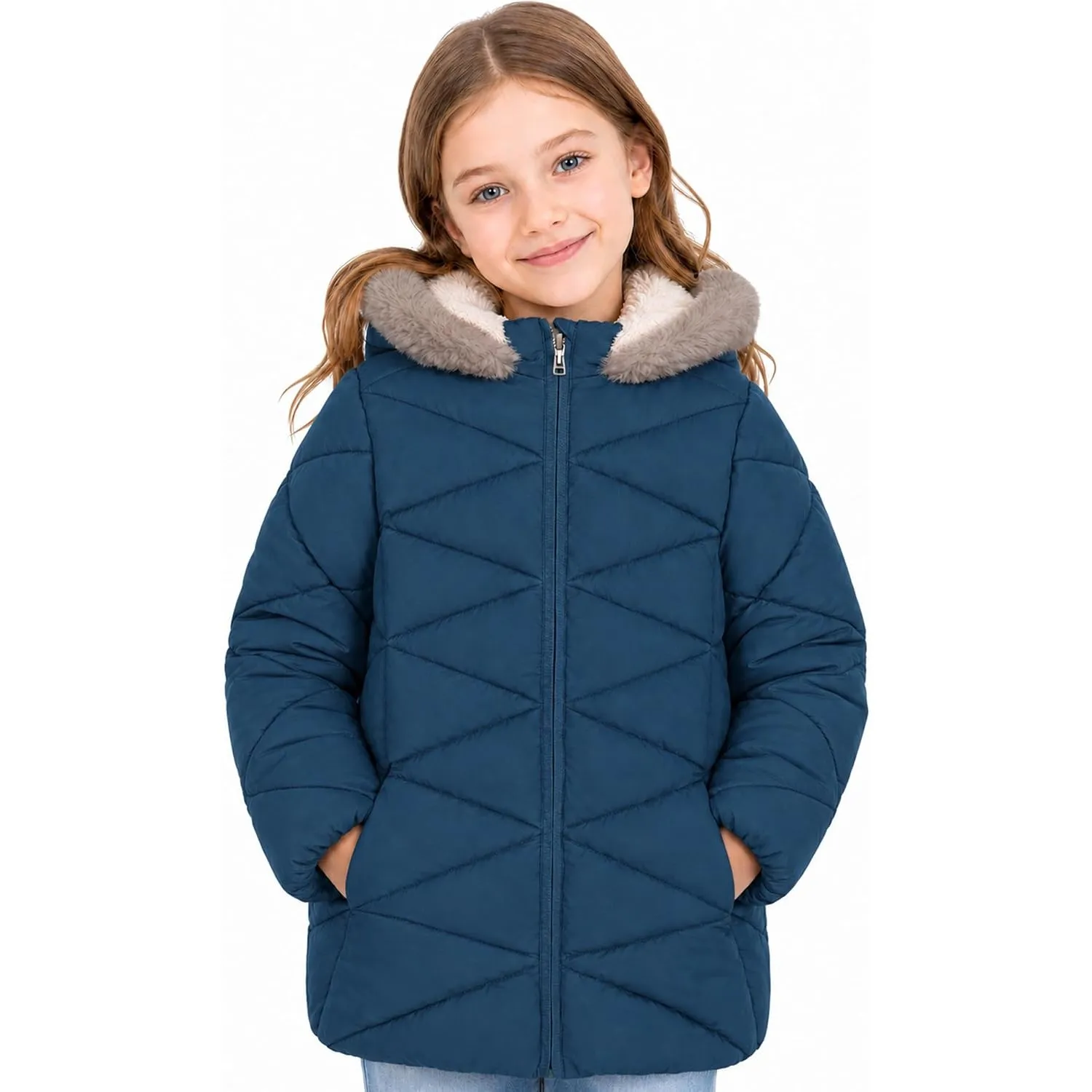 SOLOCOTE Mädchen Wintermäntel mit Kapuze Sherpa gefüttert Leichte Jacke Dick Warm Puffy Wasserdicht Winddicht Baumwolle…