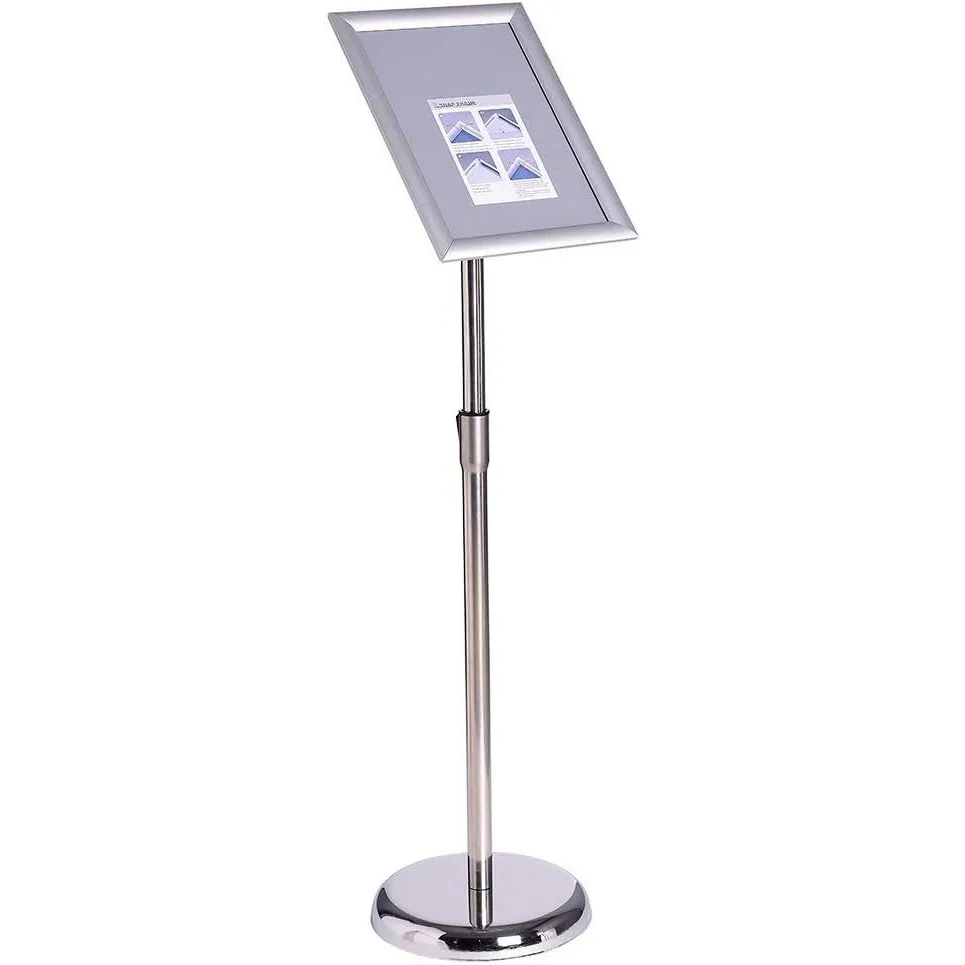 Infoständer Höhenverstellbar Aluminium DIN A4 Plakatständer Informationsständer Präsentationsständer Werbeständer ,Silb…