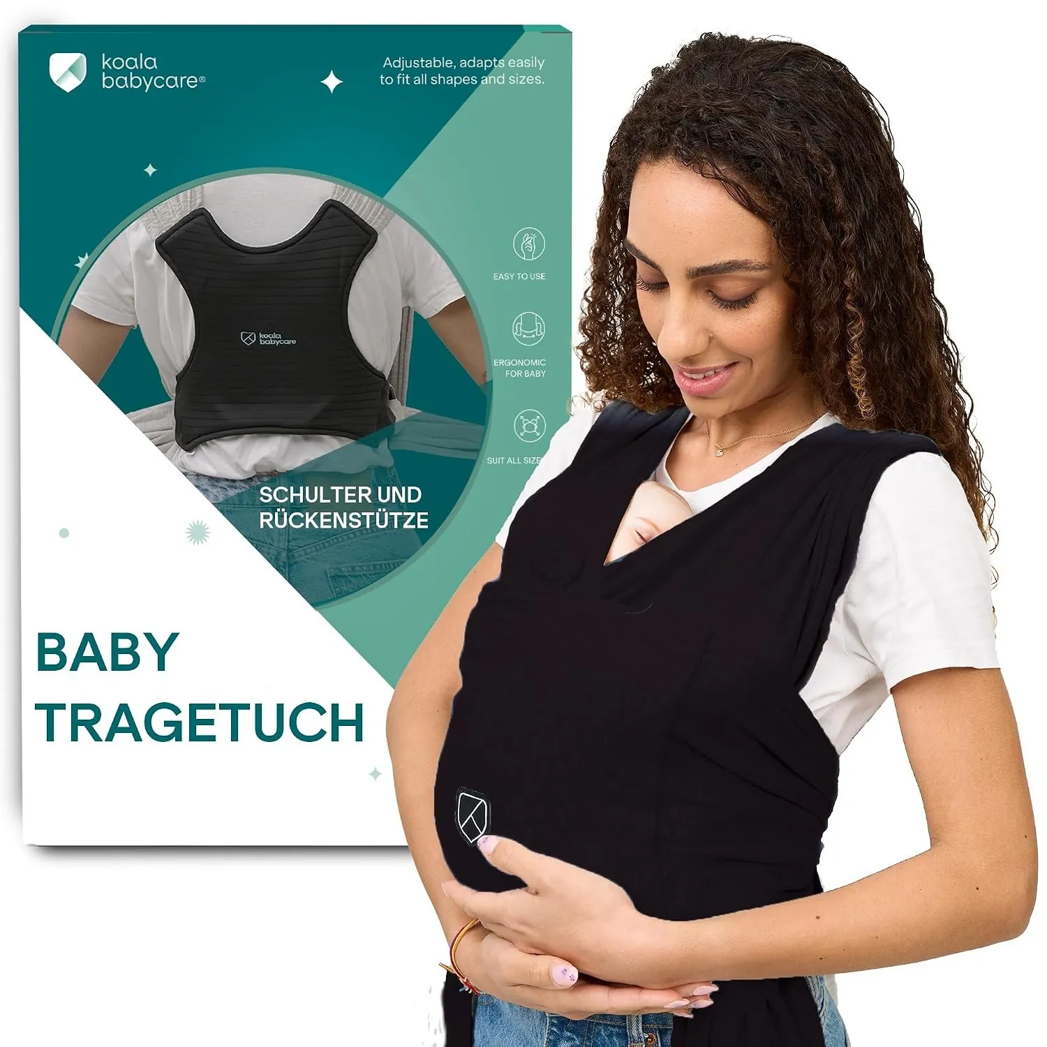 Koala Babycare Tragetuch Baby Neugeborene - Einfach Anzuziehen für Mütter und Väter - Babytrage Multi-Use Bis 9kg - Bab…