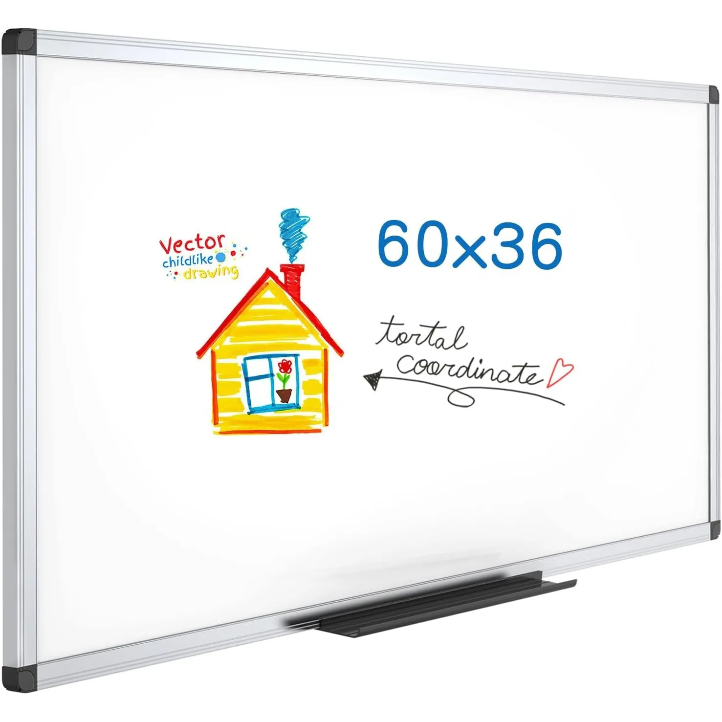 VIZ-PRO Magnetisches Whiteboard 150x90 cm, Trocken Abwischbar, Wandmontage