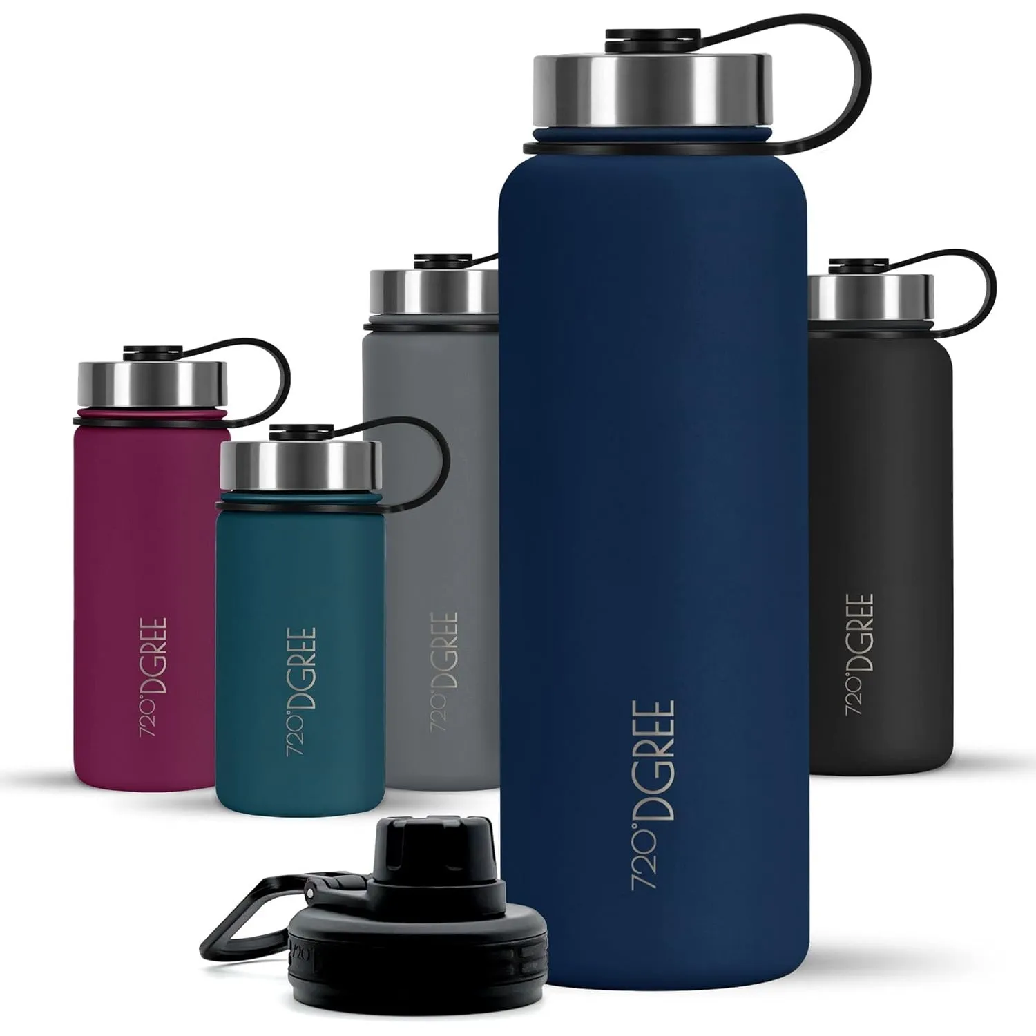 Auslaufsicher bei Kohlensäure, BPA-Frei, Robust - Große Thermosflasche mit Sportdeckel für Sport, Fitness, Gym, Büro, O…