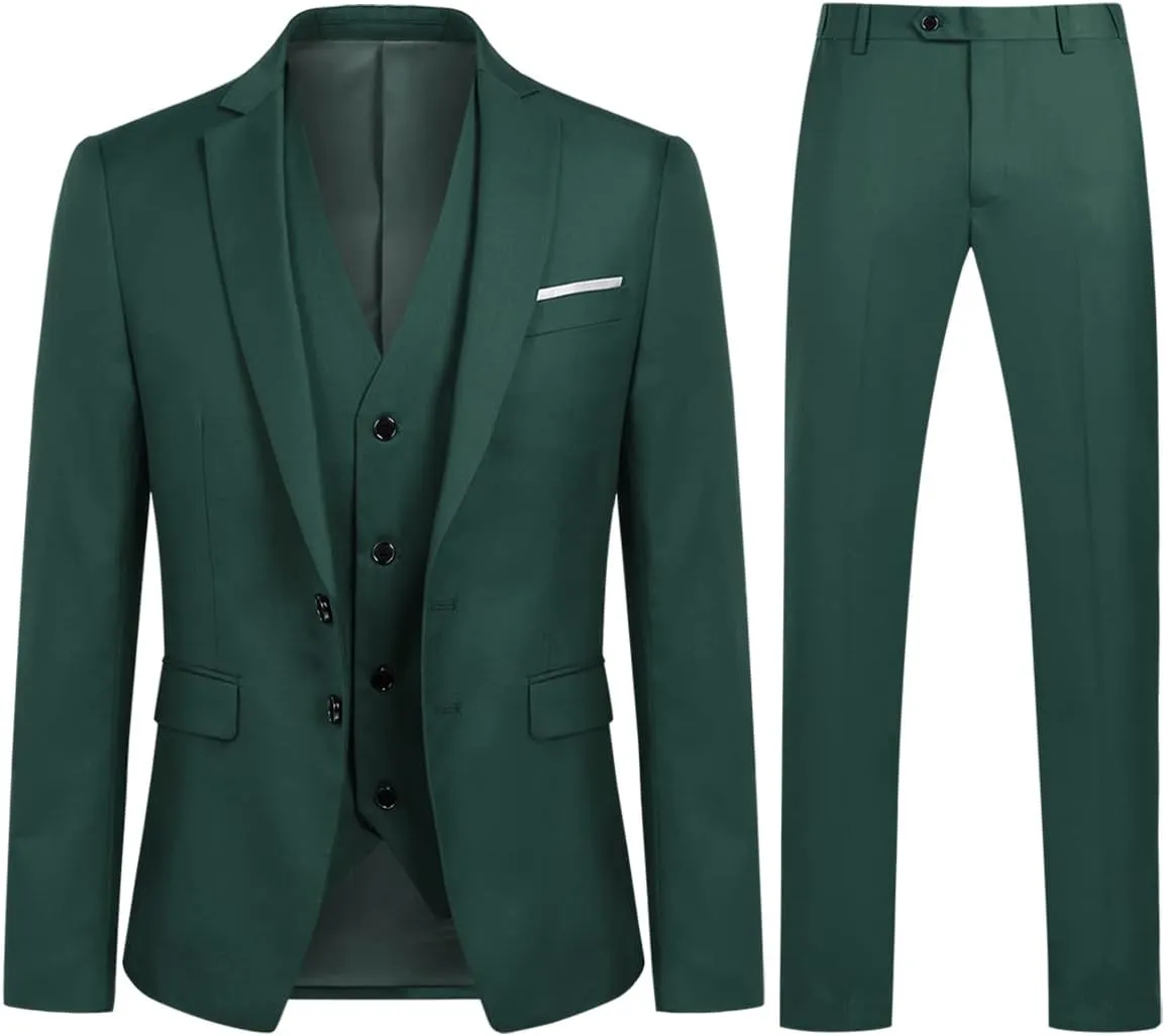 YOUTHUP Anzug Herren 3 Teilig Anzüge Slim Fit 2-Knopf Herrenanzug Modern Formell Sakko Weste Hose für Business Hochzeit