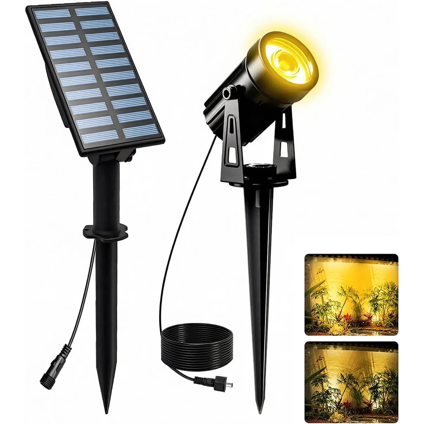 T-SUNUS Solarstrahler für Außen Garten, Solarlampen für Außen Warmweiß
