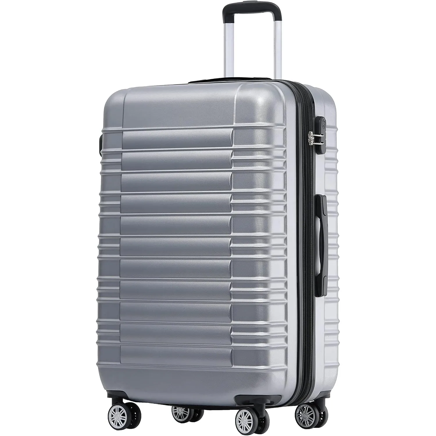 BEIBYE 2088 Zwillingsrollen Reisekoffer Koffer Trolleys Hartschale M-L-XL-Set in 13 Farben (Silber, XL)
