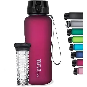 720°DGREE Trinkflasche “uberBottle“ 350ml, 500ml, 650ml, 1l, 1,5 Liter softTouch +Früchtebehälter - Auslaufsicher, BPA-…