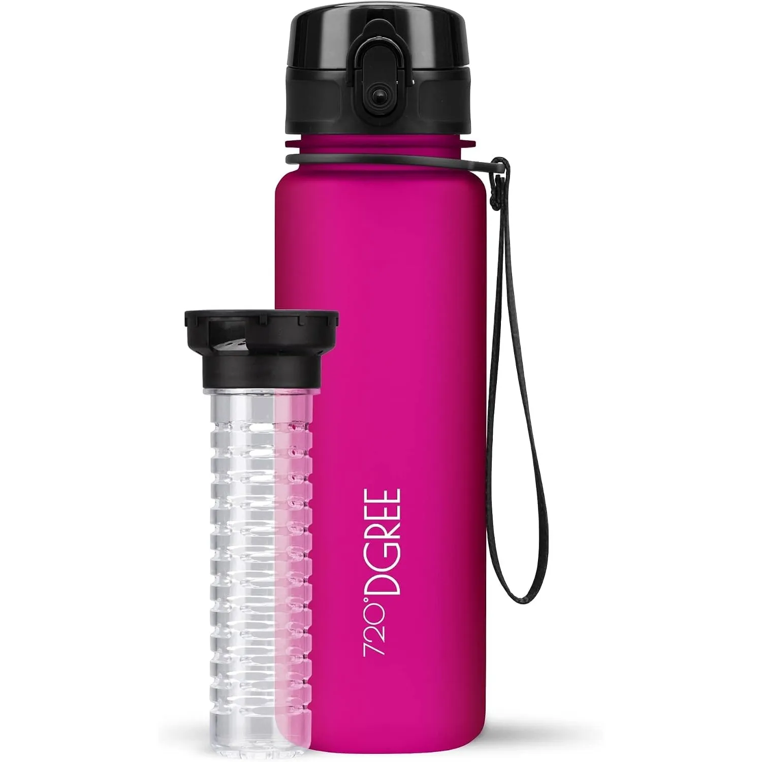 720°DGREE Trinkflasche “uberBottle“ 350ml, 500ml, 650ml, 1l, 1,5 Liter softTouch +Früchtebehälter - Auslaufsicher, BPA-…
