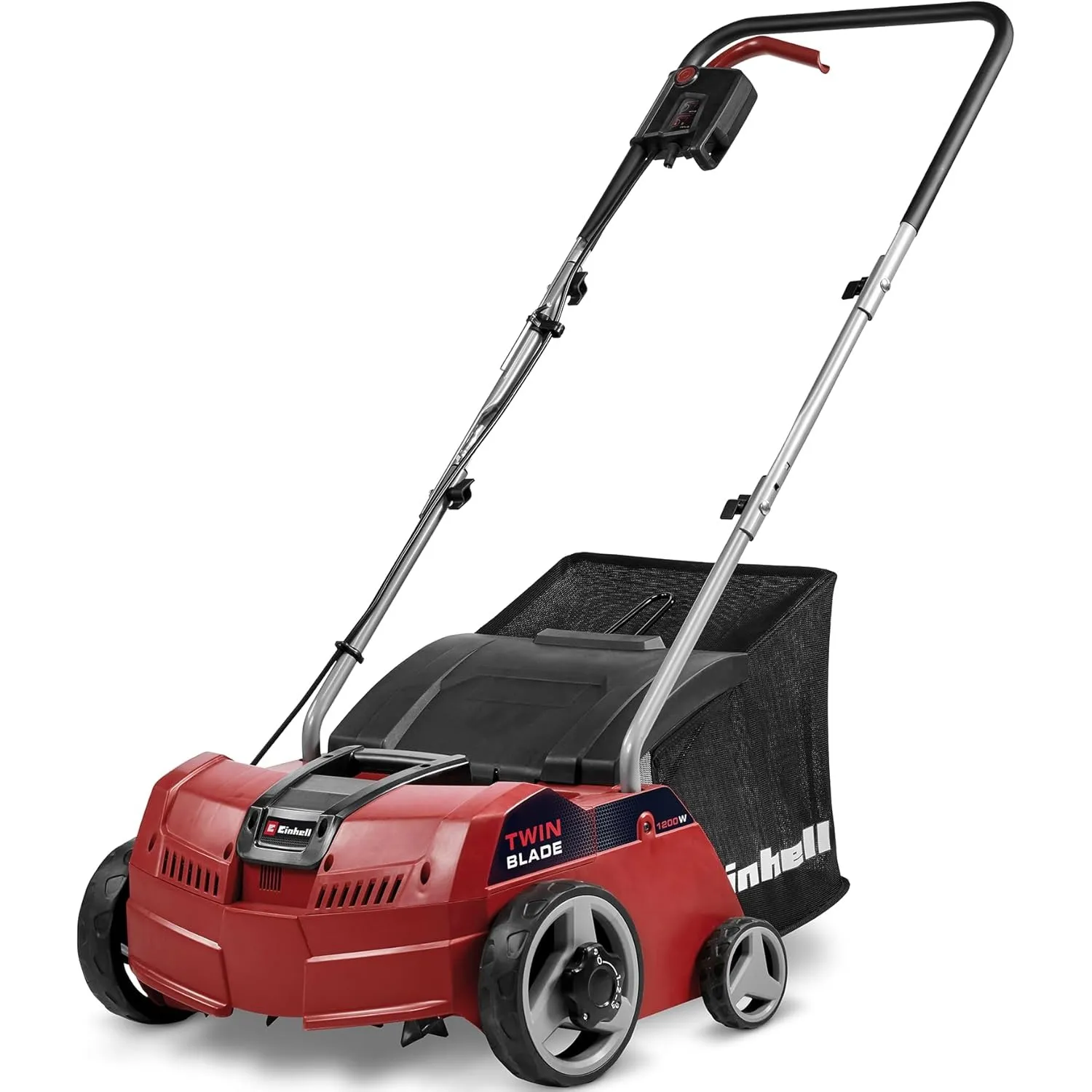 Einhell Elektro-Vertikutierer-Lüfter GC-SA 1231/1 (230 V, bis 300 m², 1.2 W, 28l Fangsack, kugelgelagerte Messerwalze +…