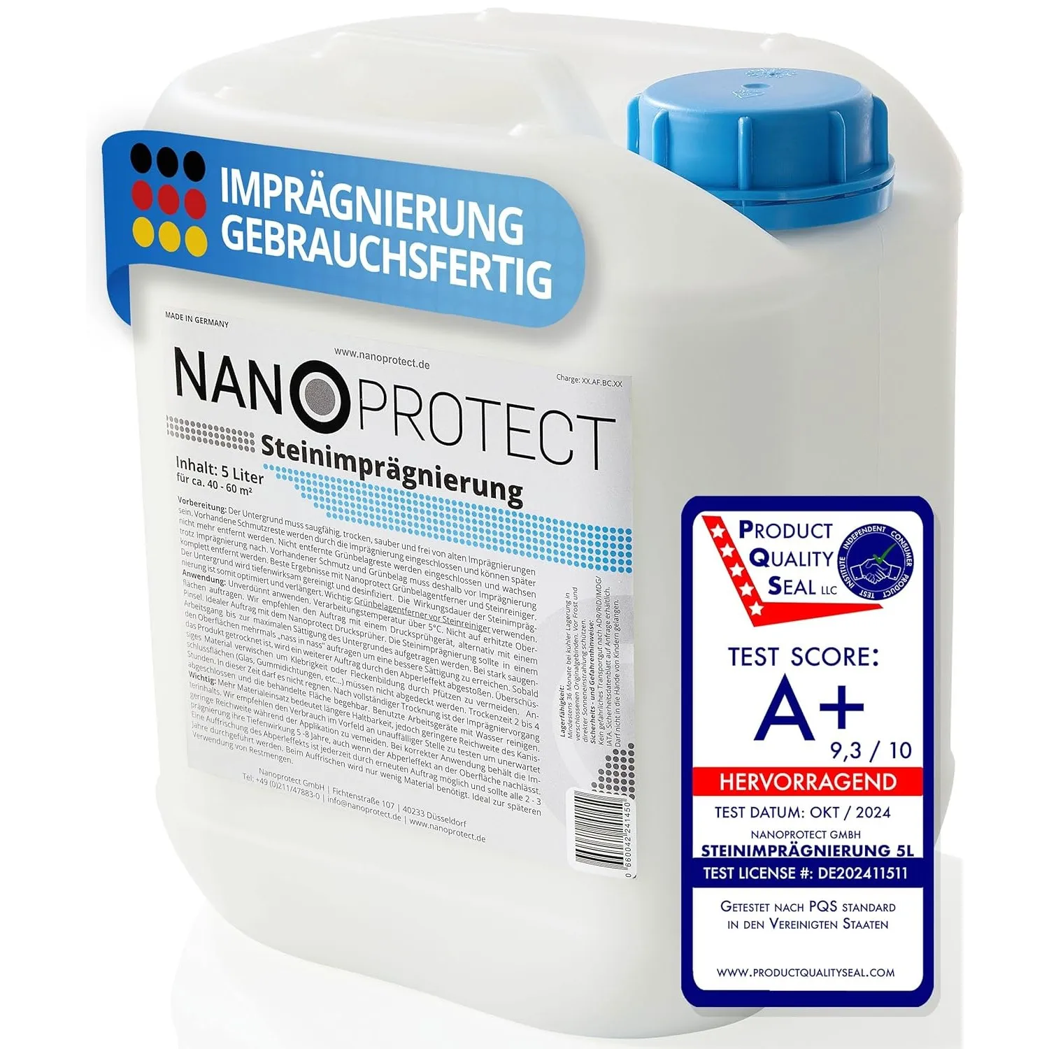 Nanoprotect Steinimprägnierung - 5 L für 40 – 60 m² - Außen und Innen