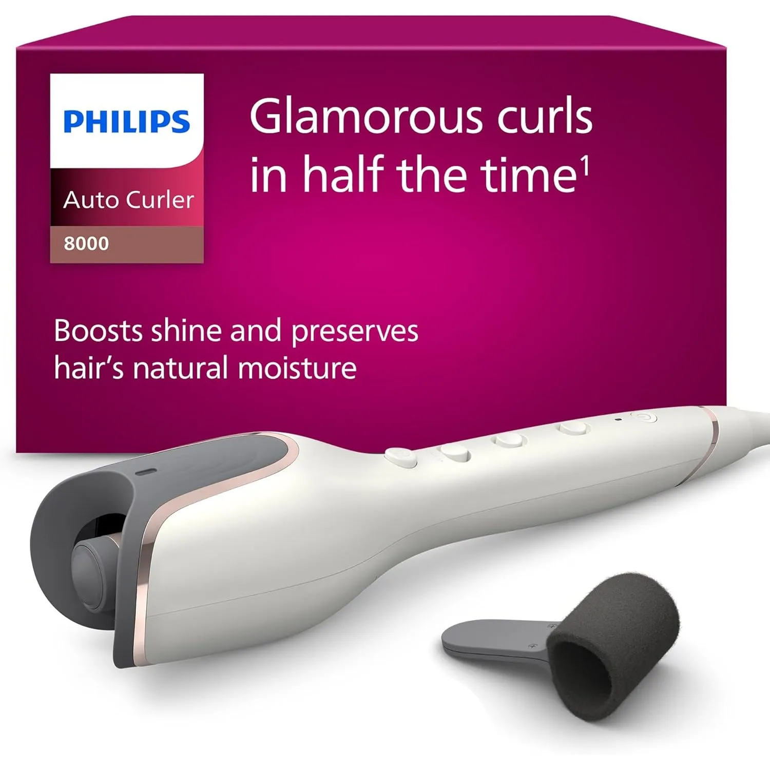 Philips automatischer Lockenstab 8000 Series, Lockenwickler/Curler mit MoistureProtect Technologie, 27 verschiedene Sty…