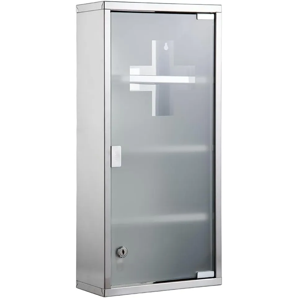 Zedelmaier Medizinschrank aus Edelstahl,Medikamenten Aufbewahrung,Medikamentenschrank 4 Fächer,Apothekerschrank,Badezim…