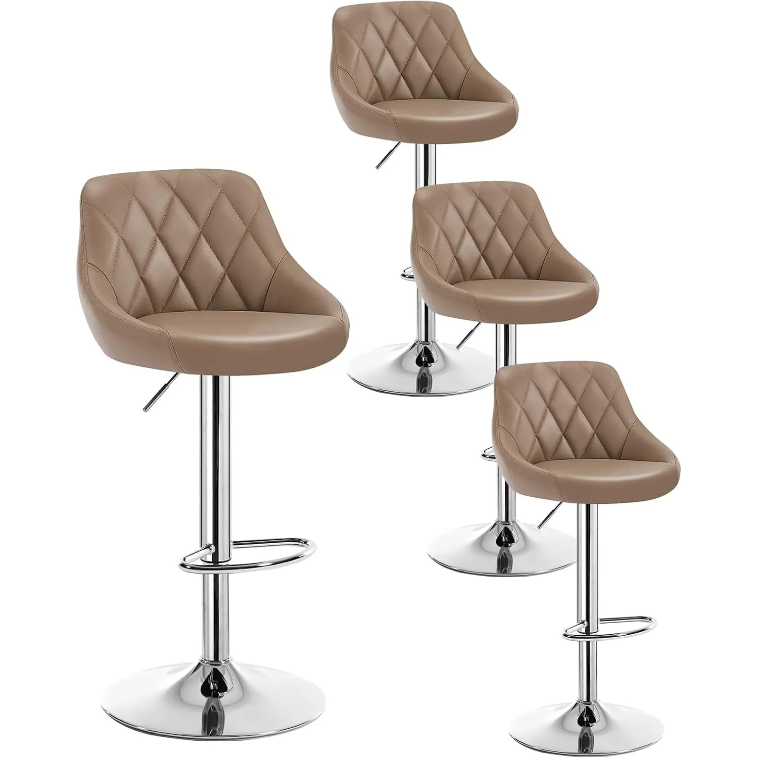 WOLTU Barhocker 4er Set, Barstuhl Höhenverstellbar, PU-Bezug, Khaki