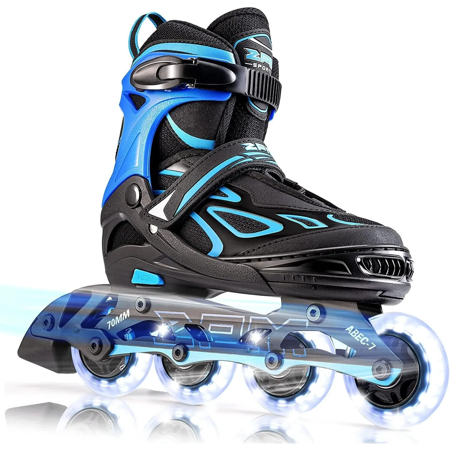 2PM SPORTS Verstellbar Inliner für Kinder, Leucht Inline Skates Rollschuhe für Damen/Herren