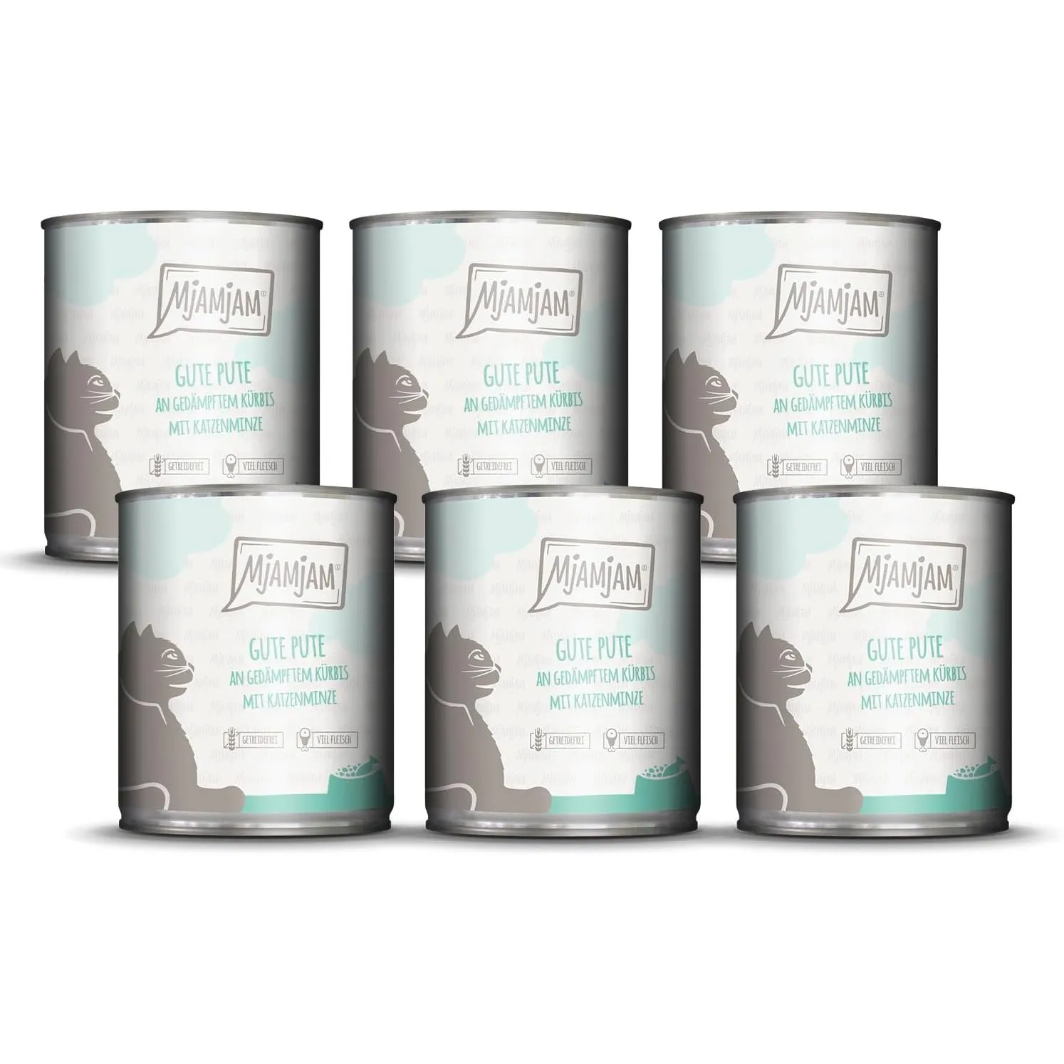 MjAMjAM - Premium Nassfutter für Katzen - gute Pute an gedämpftem Kürbis, 6er Pack (6 x 800 g), getreidefrei mit extra …