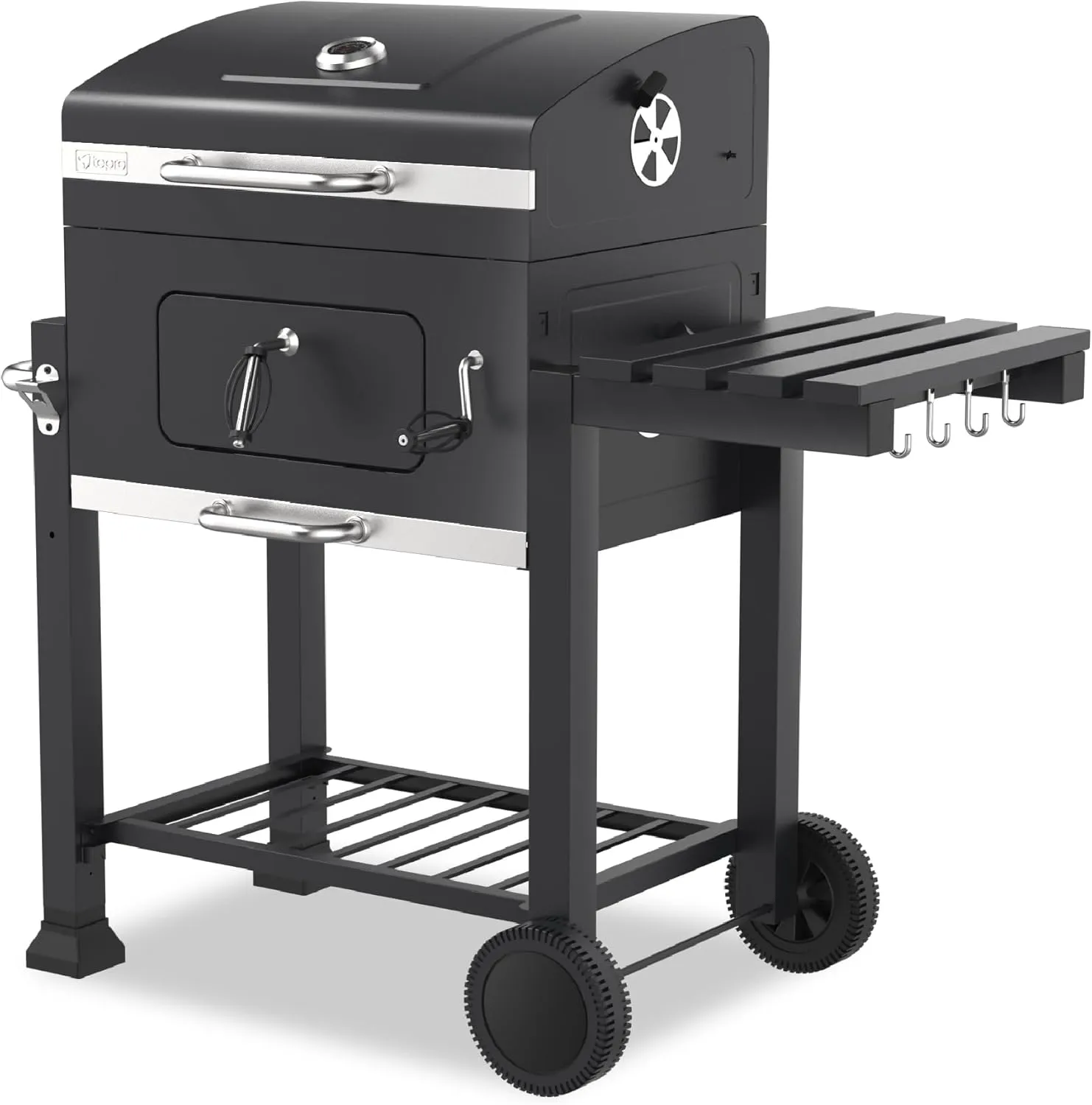 tepro Holzkohlegrill (Grillwagen) Toronto Click, Grillfläche: ca. 56 x 41,5 cm, BBQ mit Deckel, Edelstahl-Griff, Grillr…