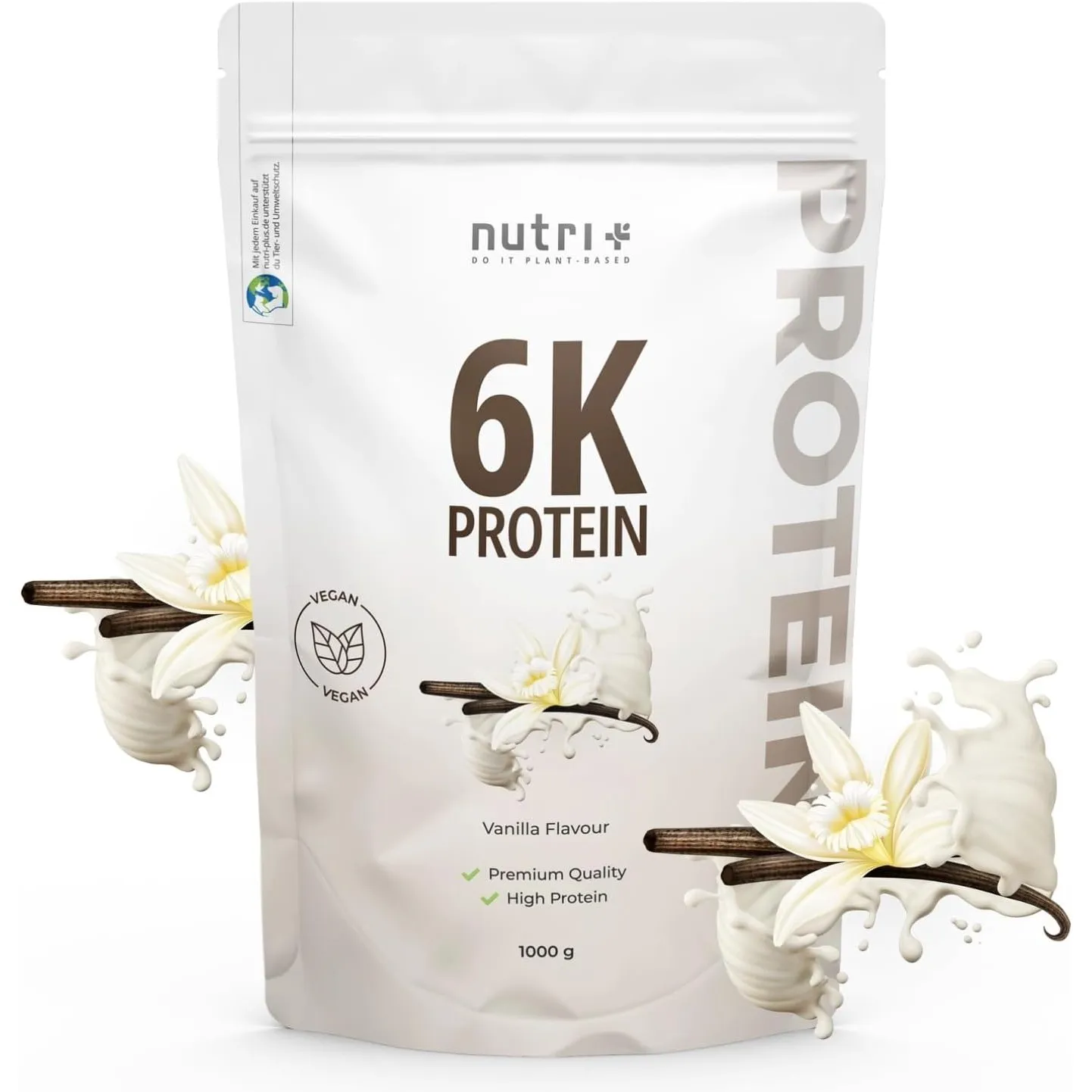 Nutri + Protein Pulver Vanille 1 kg - 78% Eiweiß - Proteinpulver - Proteinshake ohne Laktose + Zucker - 1000 g Eiweißpu…