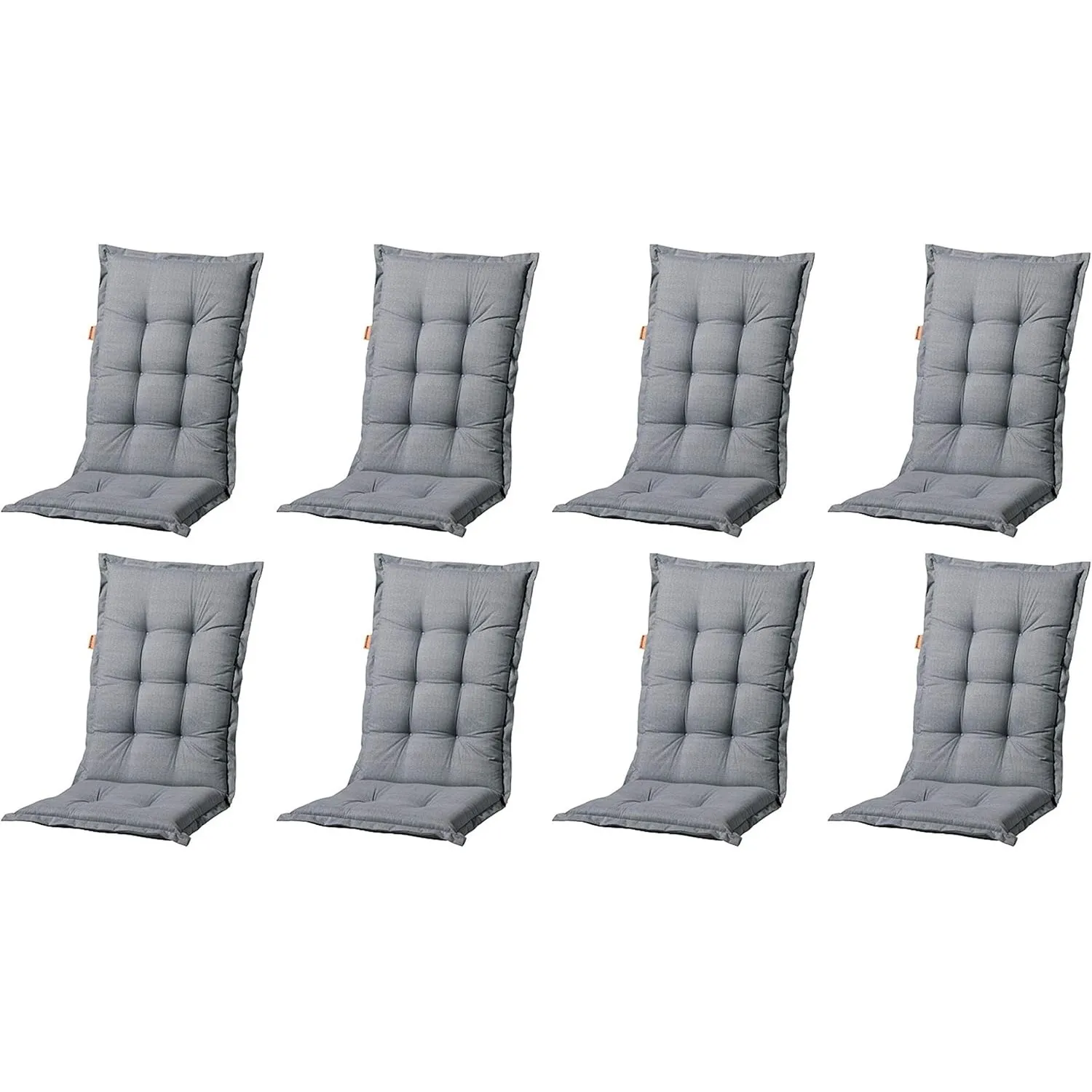 Madison Luxus 8er Set Hochlehner Auflage A 046, Uni Grau, 120x50x8cm | Baumwollmischgewebe, Schaum-/Vliesfüllung