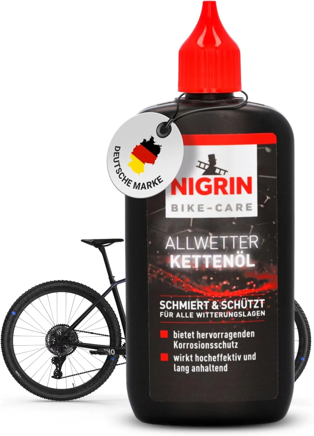 NIGRIN BIKE-CARE Allwetter-Kettenöl, 100 ml Flasche, Fahrradkettenöl, verringert Reibung, macht Fahrradketten leichtläu…