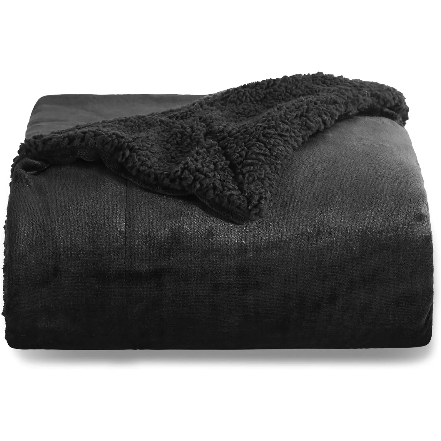 BEDSURE Decke Sofa Kuscheldecke Schwarz - warm Sherpa Sofaüberwurf Decke, Dicke Sofadecke Couchdecke, 150x200 cm XL Fla…