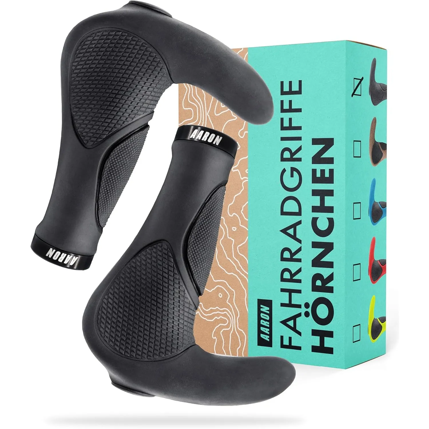AARON Horn Lenker Griffe mit Gel Dämpfung, ergonomische Lenkerhörner aus rutschfestem Gummi, Fahrradgriffe für E-Bike, …