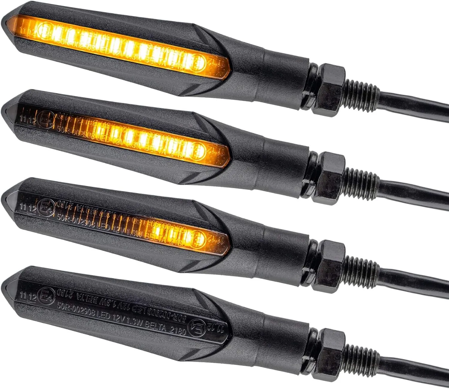 Simda Pro E Mark Led Motorrad Laufeffekt Blinker Lauflicht Sequentiell Schwarz Universal Quad ATV Lauflichtblinker Supe…