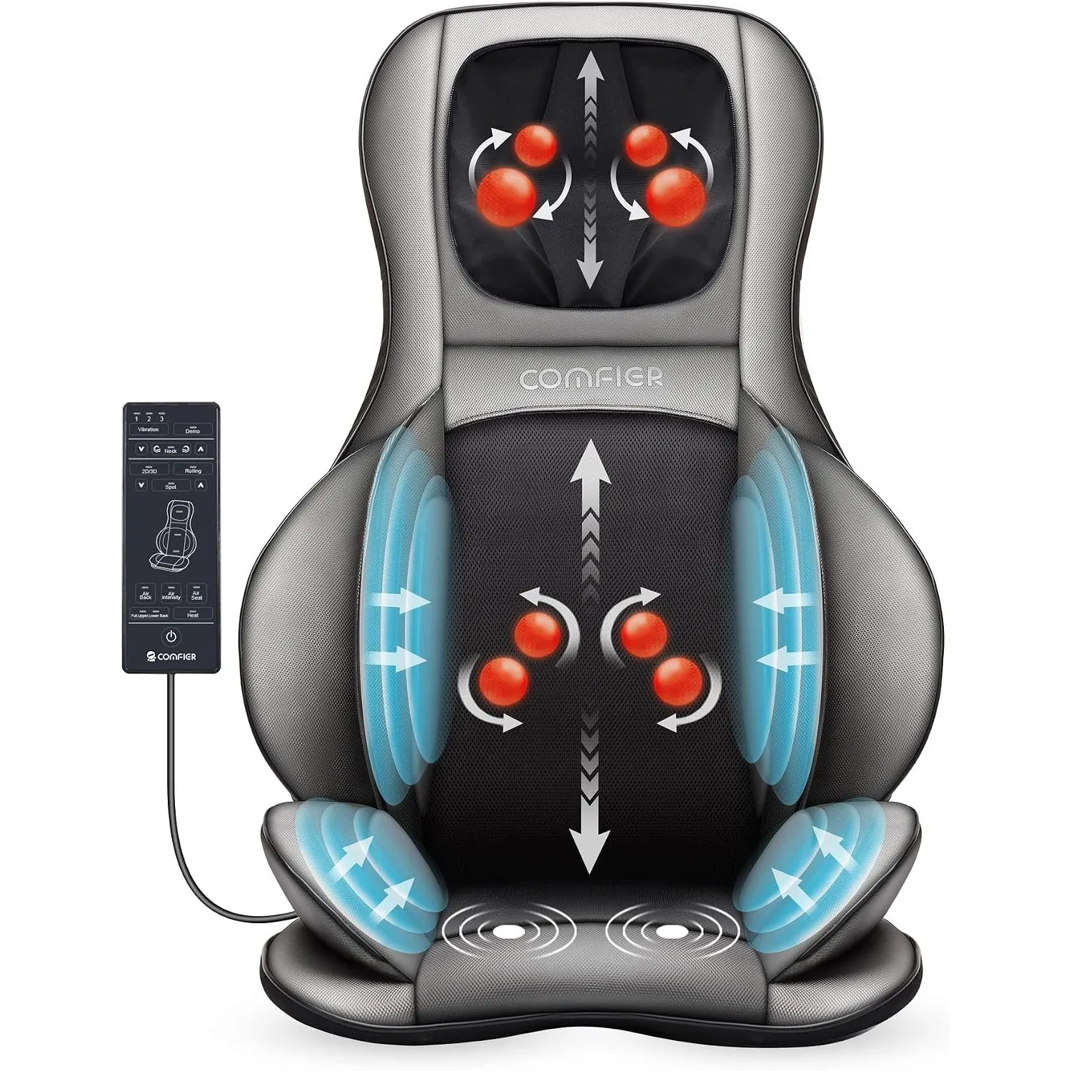COMFIER Shiatsu Rücken und Nacken Massagesitzauflage mit Wärme