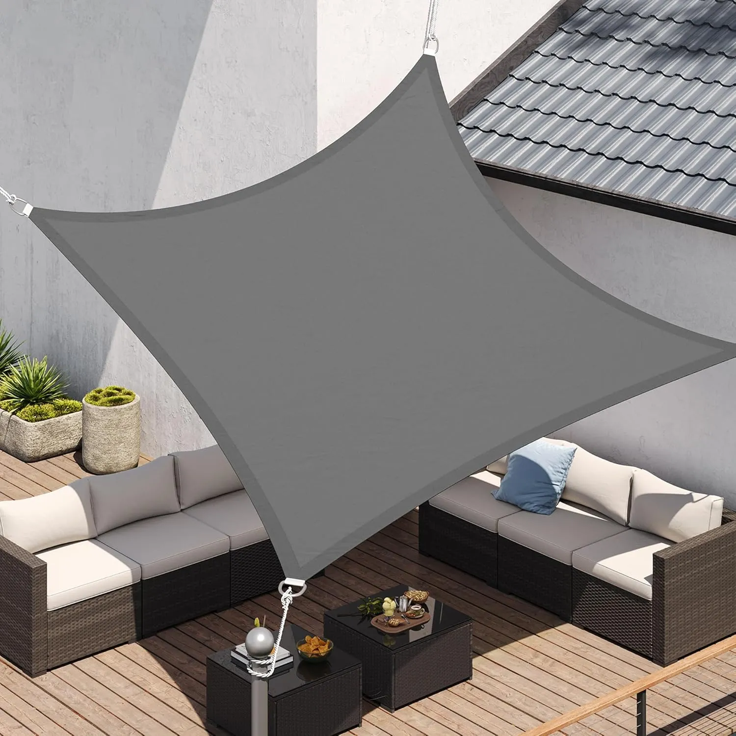 SONGMICS Sun sail, waterproof to min. 1000 mm (Minimum), 93% UV Protection, Sun Shade made of Tear-Resistant Polyester,…