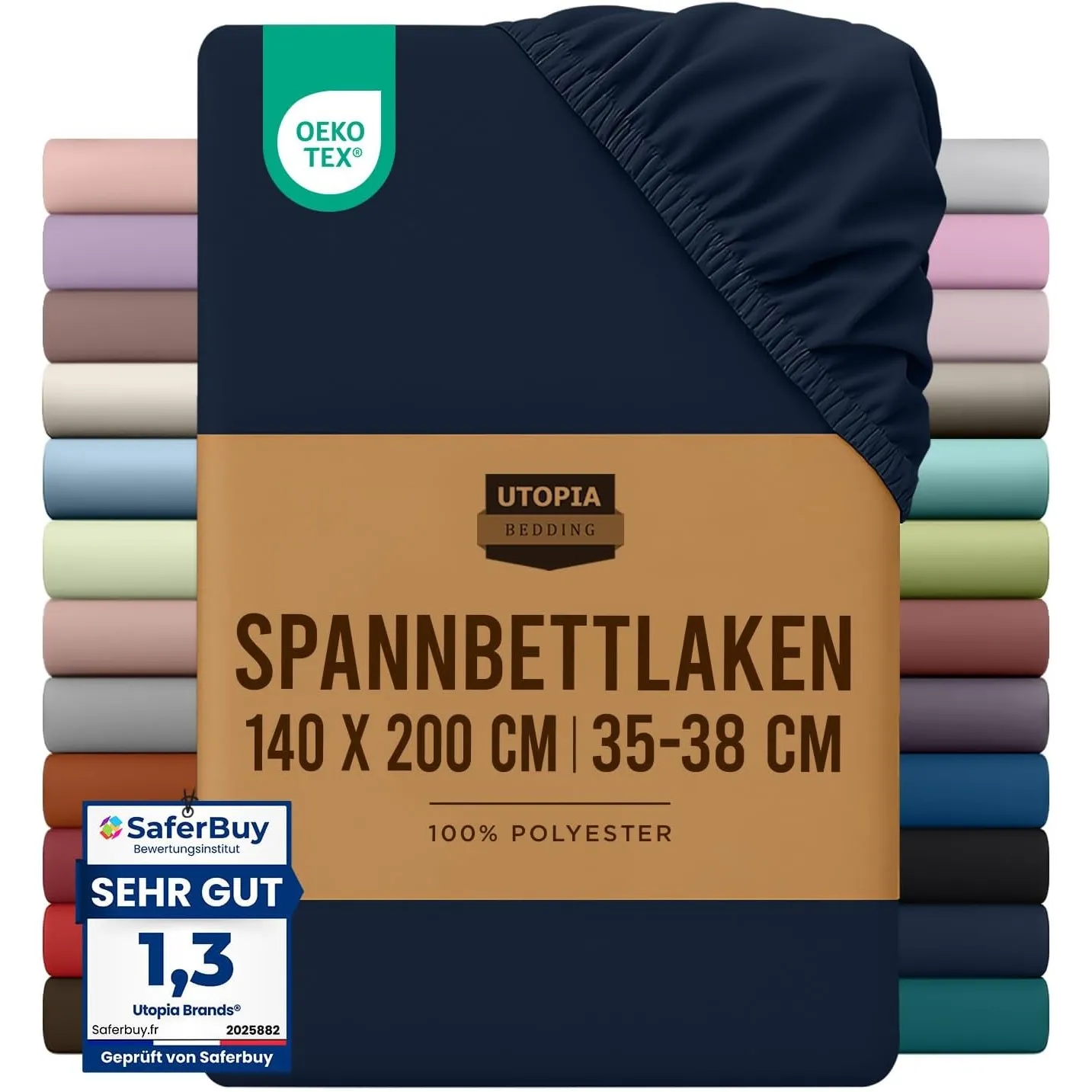 Utopia Bedding - Spannbettlaken 140x200cm - Marine Blau