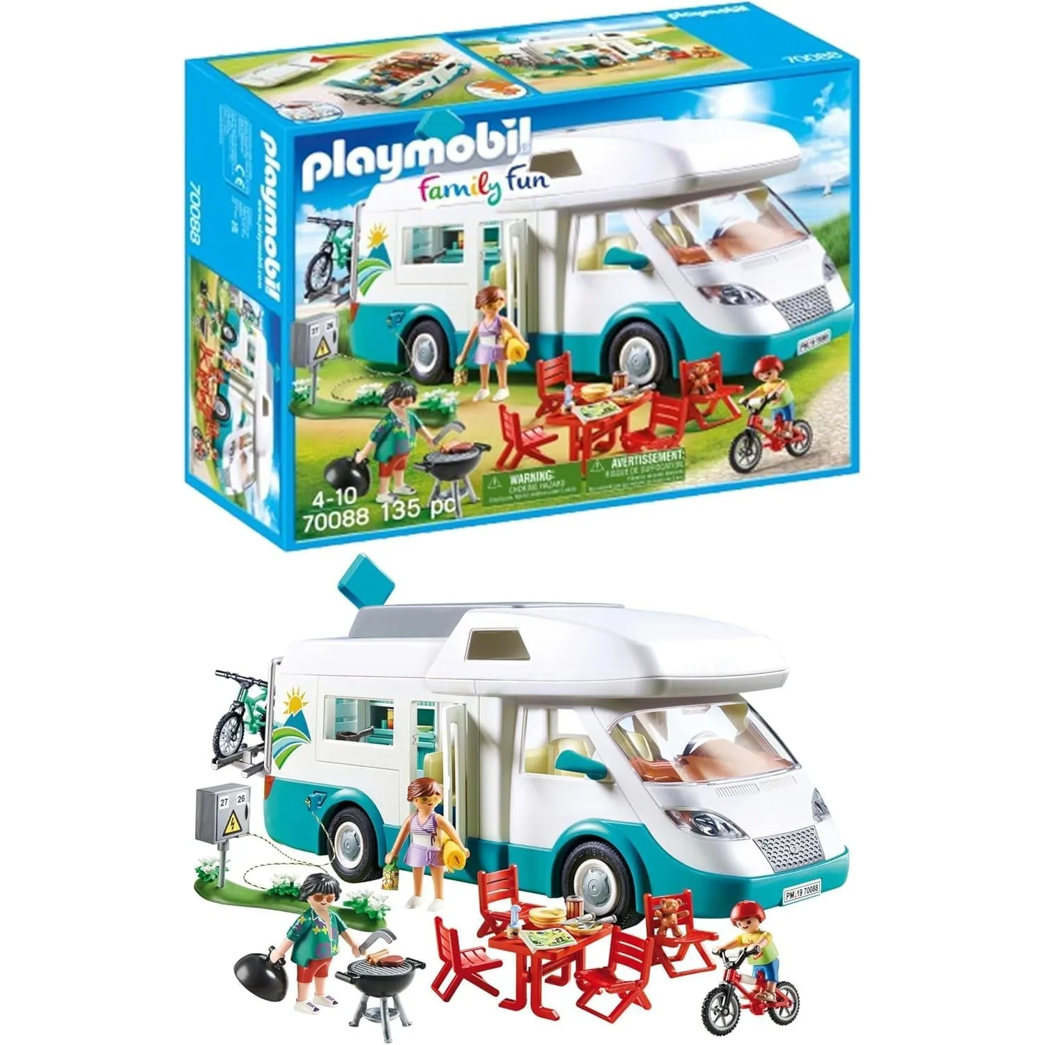 PLAYMOBIL | Family Fun | Familien-Wohnmobil | mit abnehmbaren Dach | Spielzeug für Kinder ab 4 Jahren | 70088