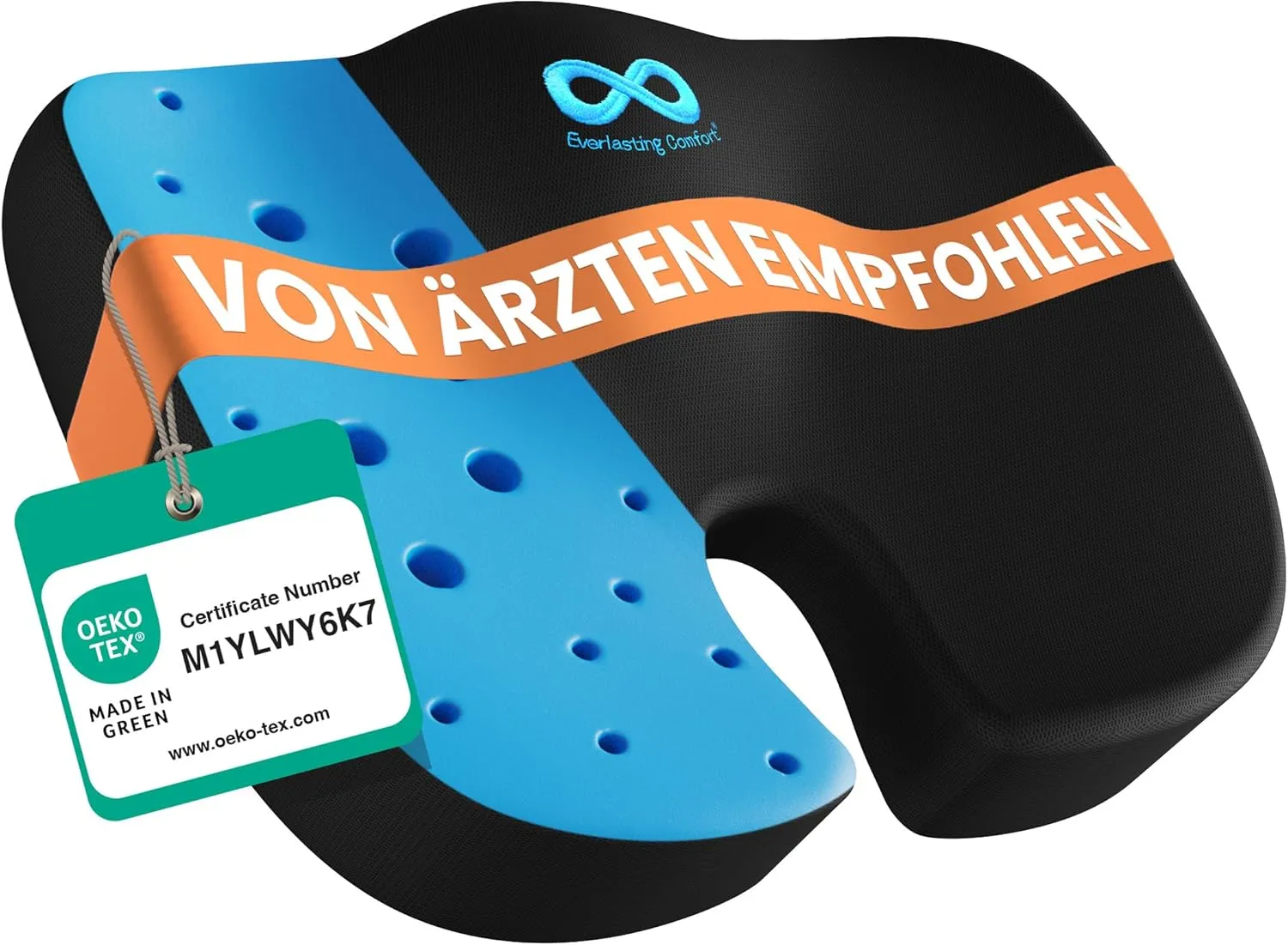 Everlasting Comfort Gel Sitzkissen – Ergonomisches Sitzkissen zur Unterstützung des Steißbeins – Stuhlkissen für eine G…