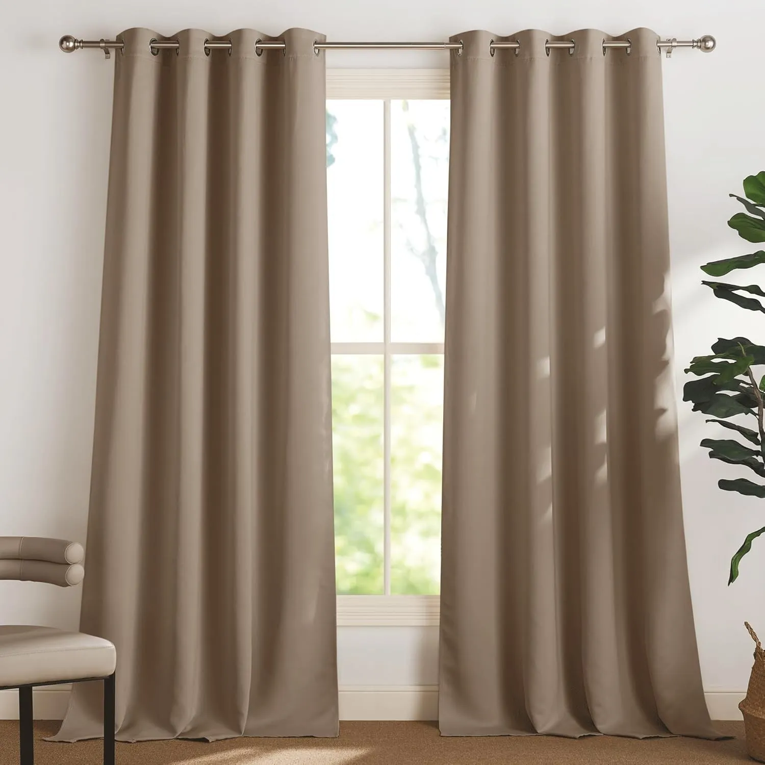 PONY DANCE Blickdichte Gardinen für Schlafzimmer Thermo Vorhänge mit Ösen | 2er Set, H260 x B140 cm, Abdunklungsvorhäng…