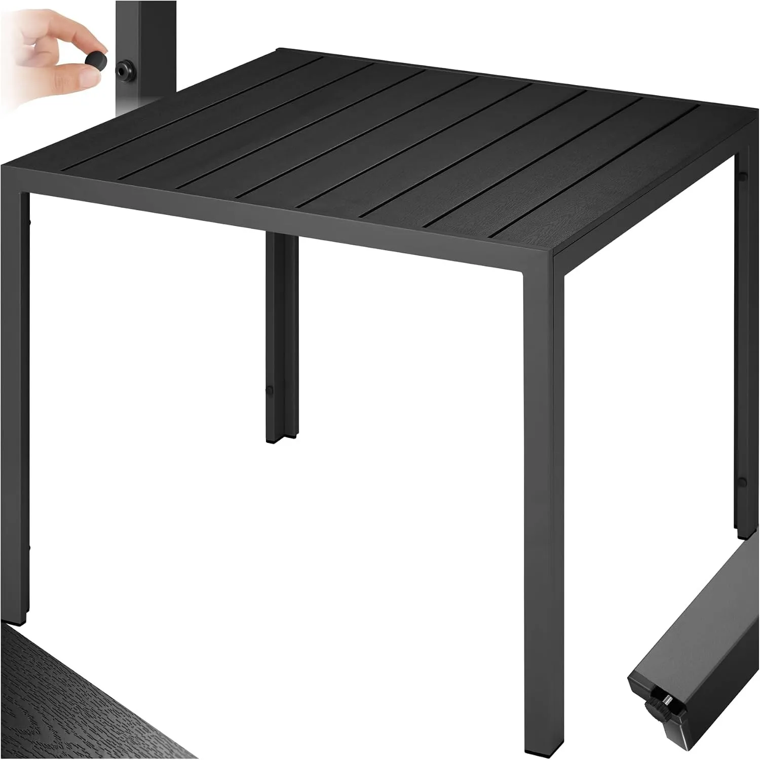 tectake® Gartentisch, Outdoor Esstisch, Balkontisch in Holz Optik, Terrassentisch mit Aluminiumrahmen, Gartenmöbel wett…