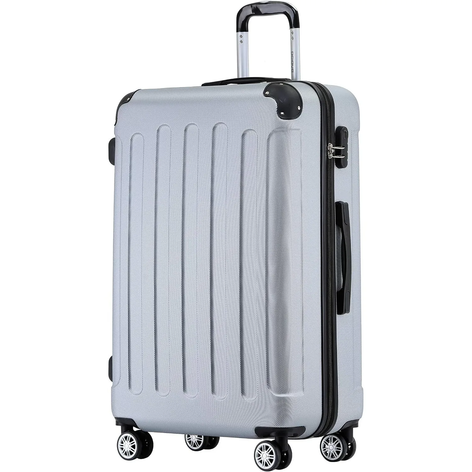 BEIBYE Zwillingsrollen Hardcase Reisekoffer Koffer Trolleys Hartschale in XL-L-M in 14 Farben (Silber, Mittler Koffer (…